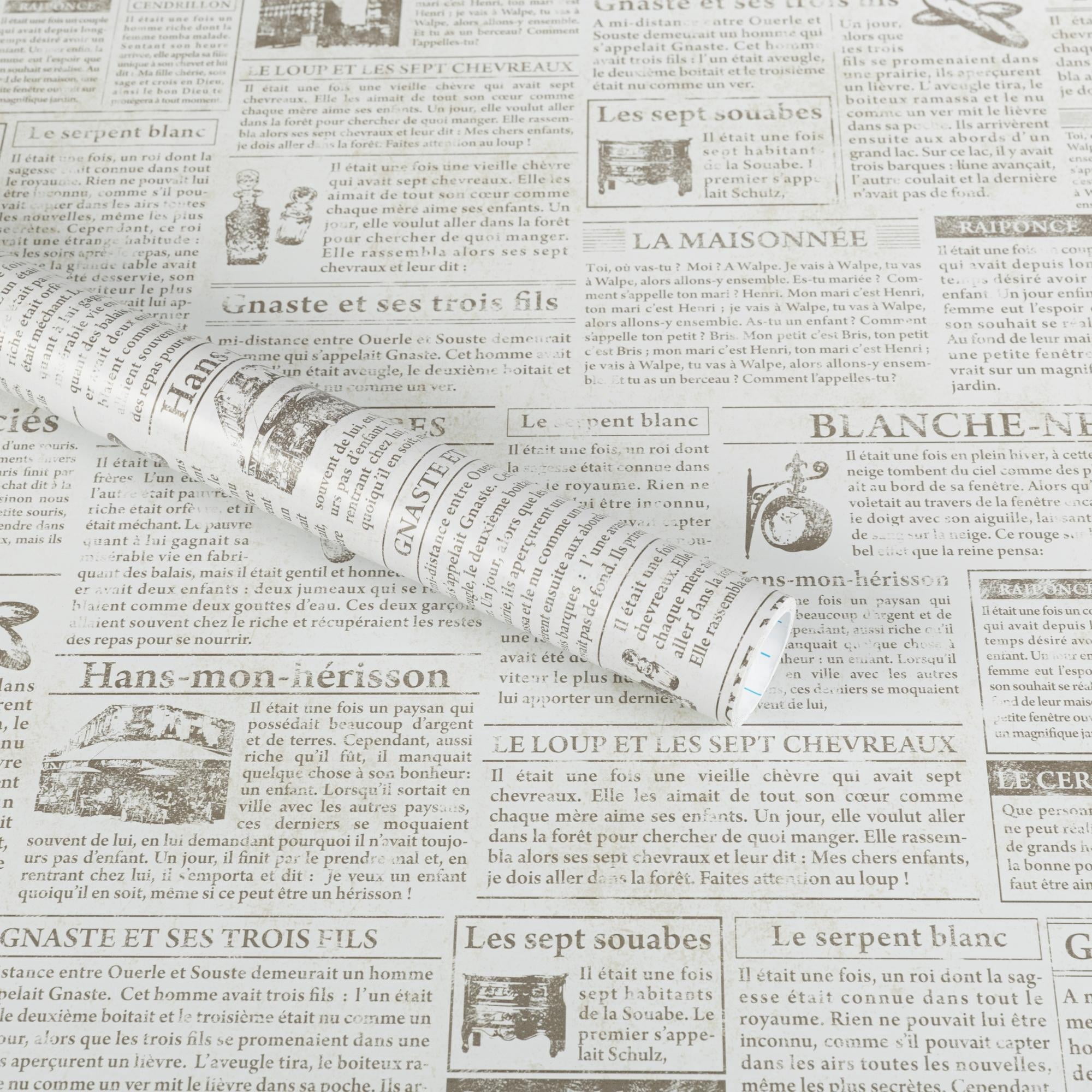 Abyssaly Newspaper Peel and Stick Wallpaper, Self-Adhesive Removable Contact Paper for Furniture and Wall Decor (White, 17.7 in x 78.7 in) 5fkxb