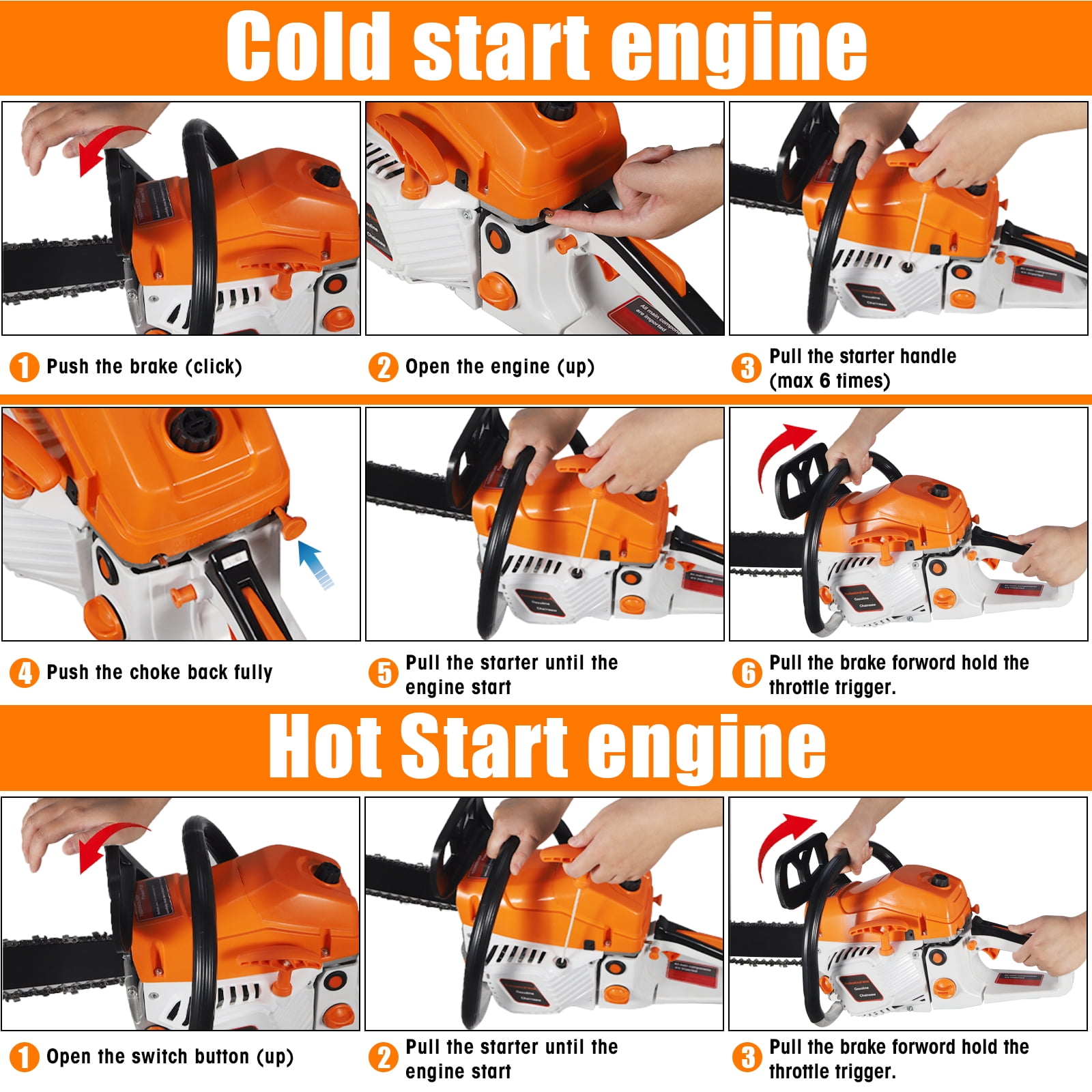 KingFurt 58CC Gas Chainsaw, 18 Inch Power Chainsaw for Tree Cutting and Landscaping (Orange, 18 in) ntz1k
