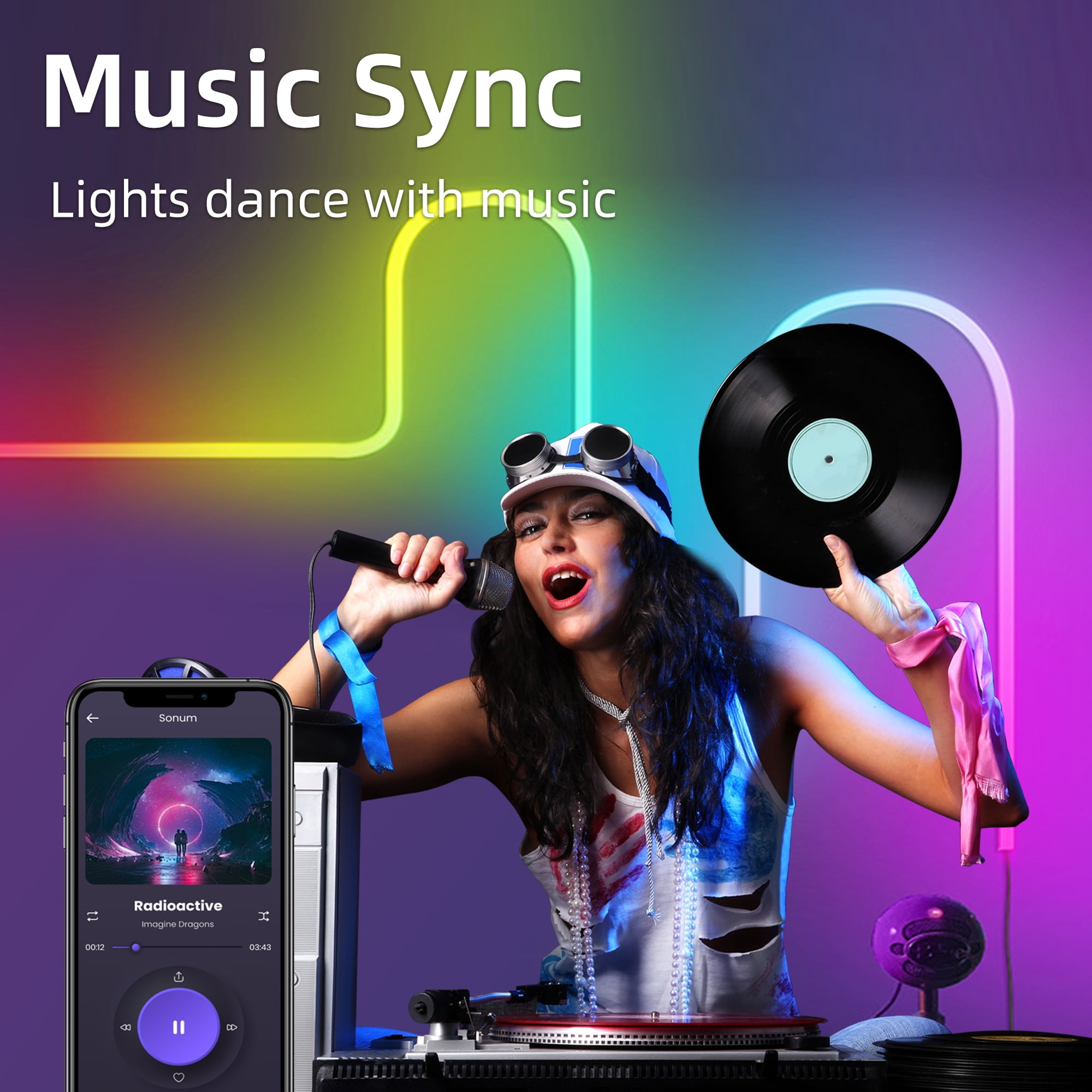DAYBETTER LED Neon Rope Lights, Music Sync RGBIC Strip with APP and Remote Control, Waterproof DIY Lighting for Bedroom and Outdoor Decor (16.4 ft) mbme7