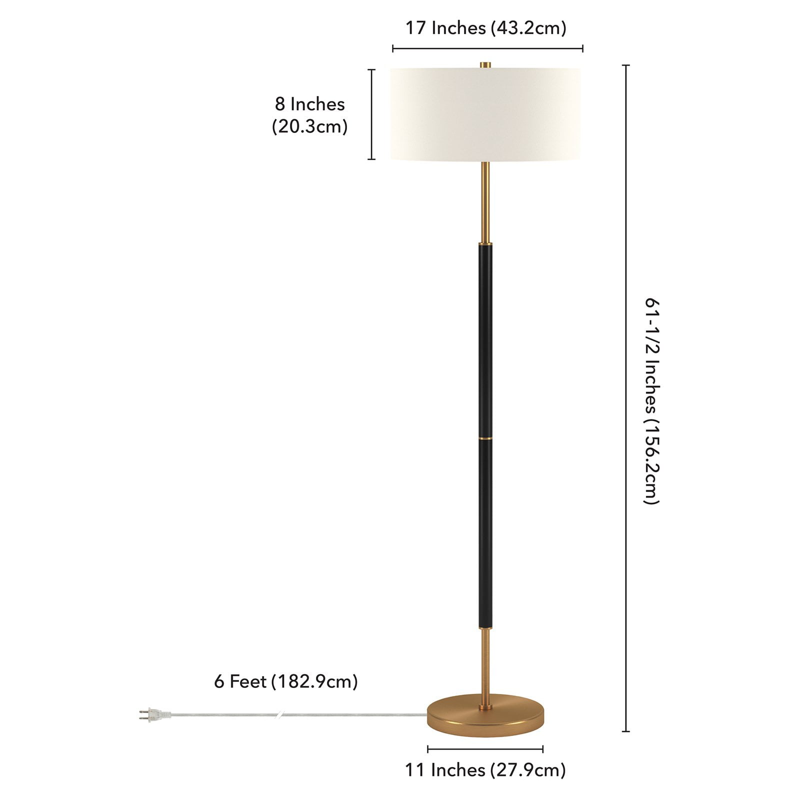 Evelyn&Zoe Simone 2-Light Floor Lamp with Fabric Shade (Matte Black, 60 in) 1ei09