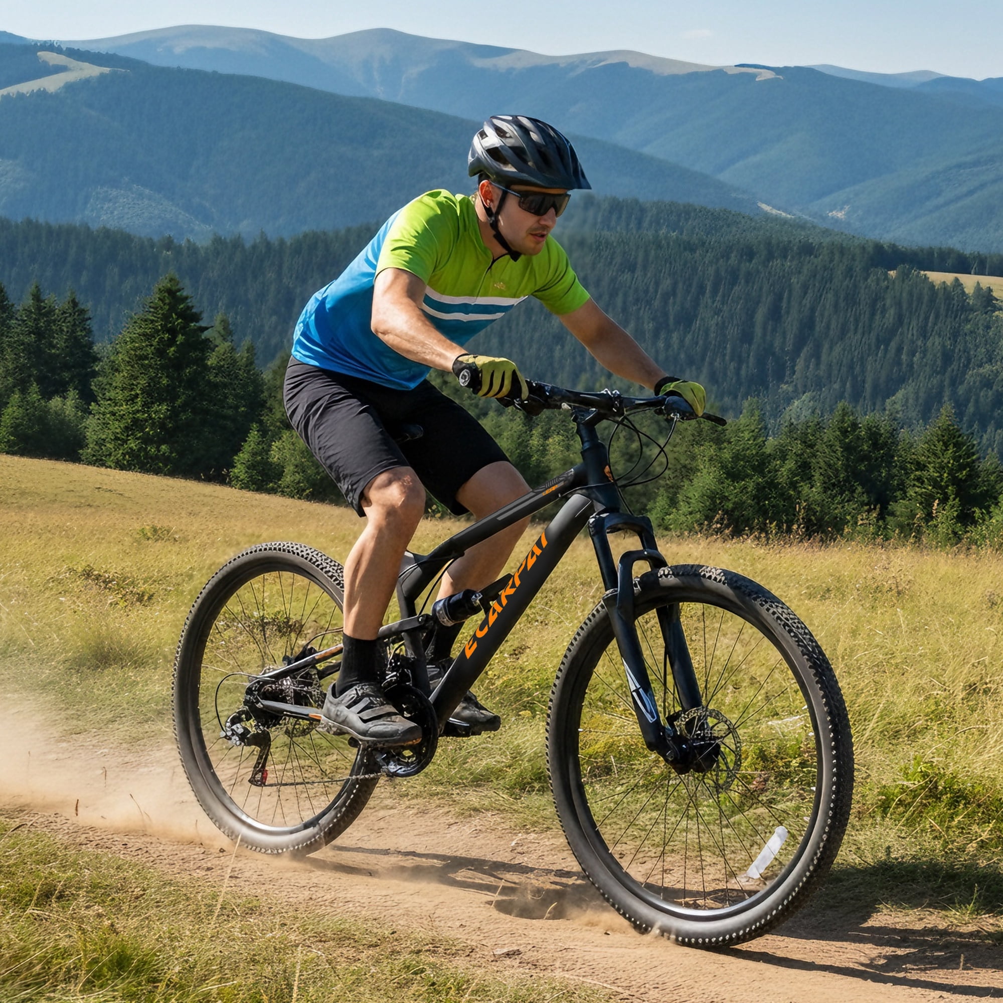 ESRIDOM 26 in Mountain Bike, 21-Speed Full Suspension MTB with Dual Disc Brakes, High Carbon Steel Frame (Black, 15.7 in Frame) j9yhv