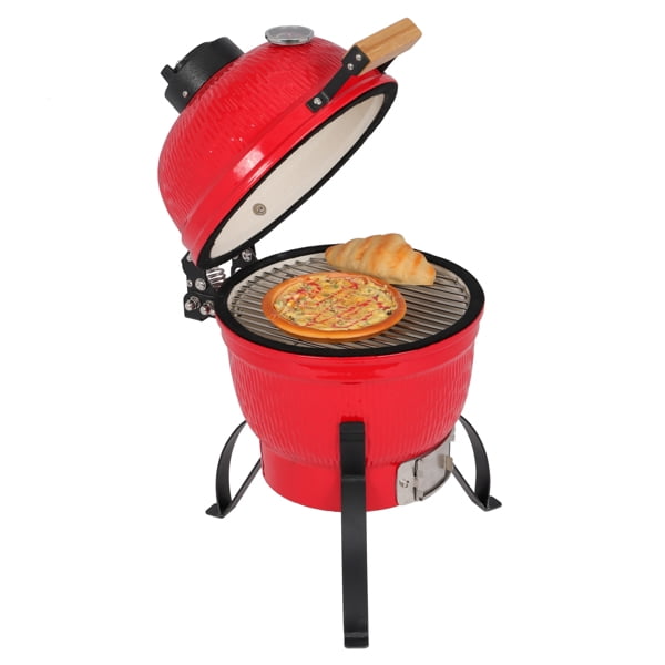 AsterOutdoor 13 in Ceramic Charcoal Grill, Kamado-Style Outdoor BBQ Smoker with 10.43 in Grid (Black, 46 lb) 0msvp