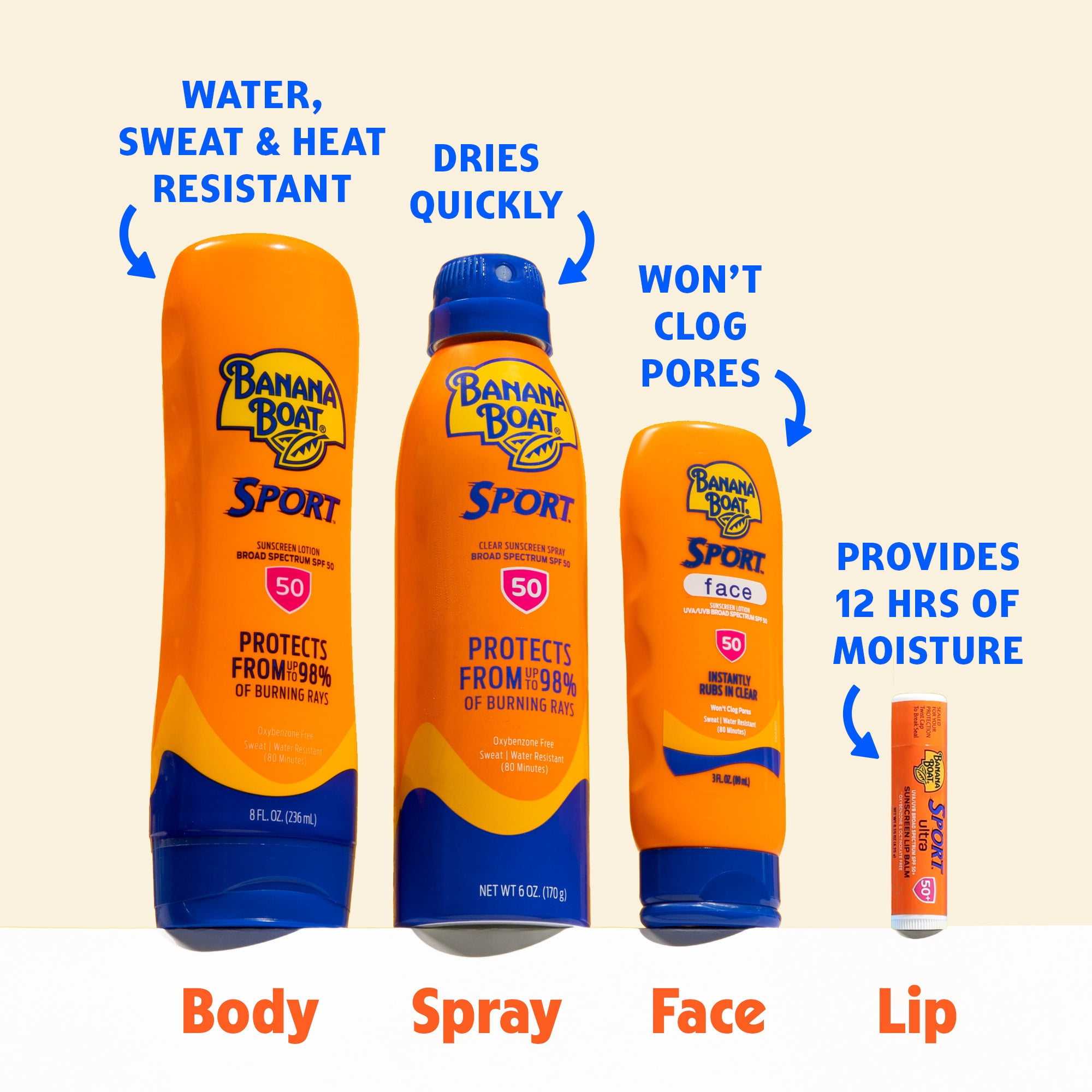 Banana Boat Sport Ultra SPF 50 Sunscreen Spray, Broad Spectrum Sun Protection (Clear, 9.5 oz) y4p2h