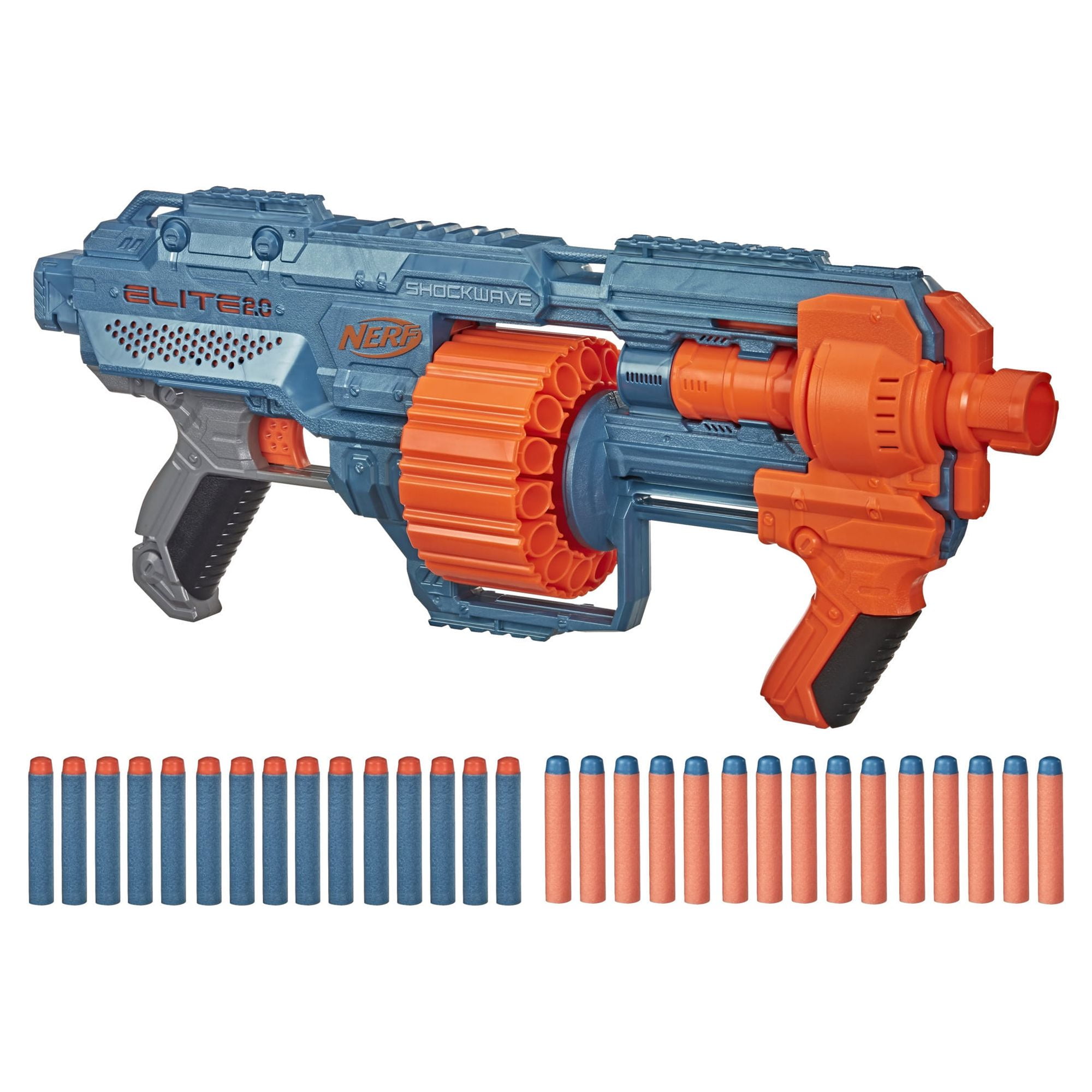 Nerf Elite 2.0 Shockwave RD-15 Blaster with 30 Official Darts (15-Dart Rotating Drum) glbce