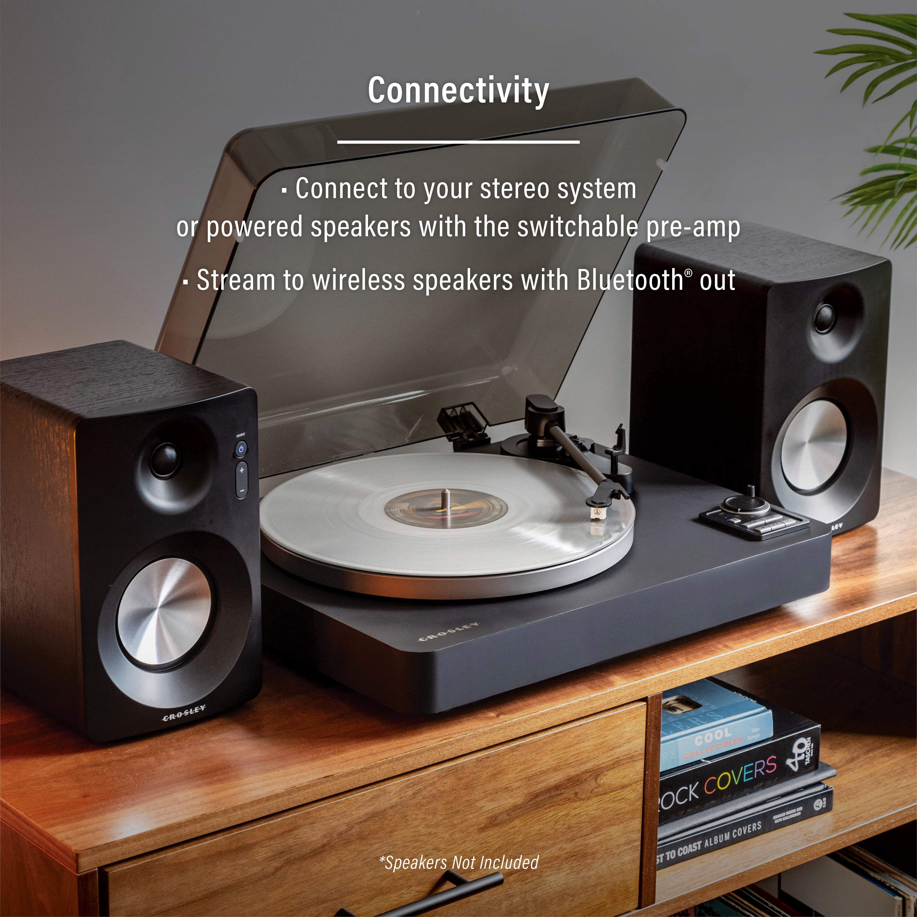 Crosley C300 Fully Automatic Bluetooth Vinyl Record Player (Black, 2-Speed) o8hkg