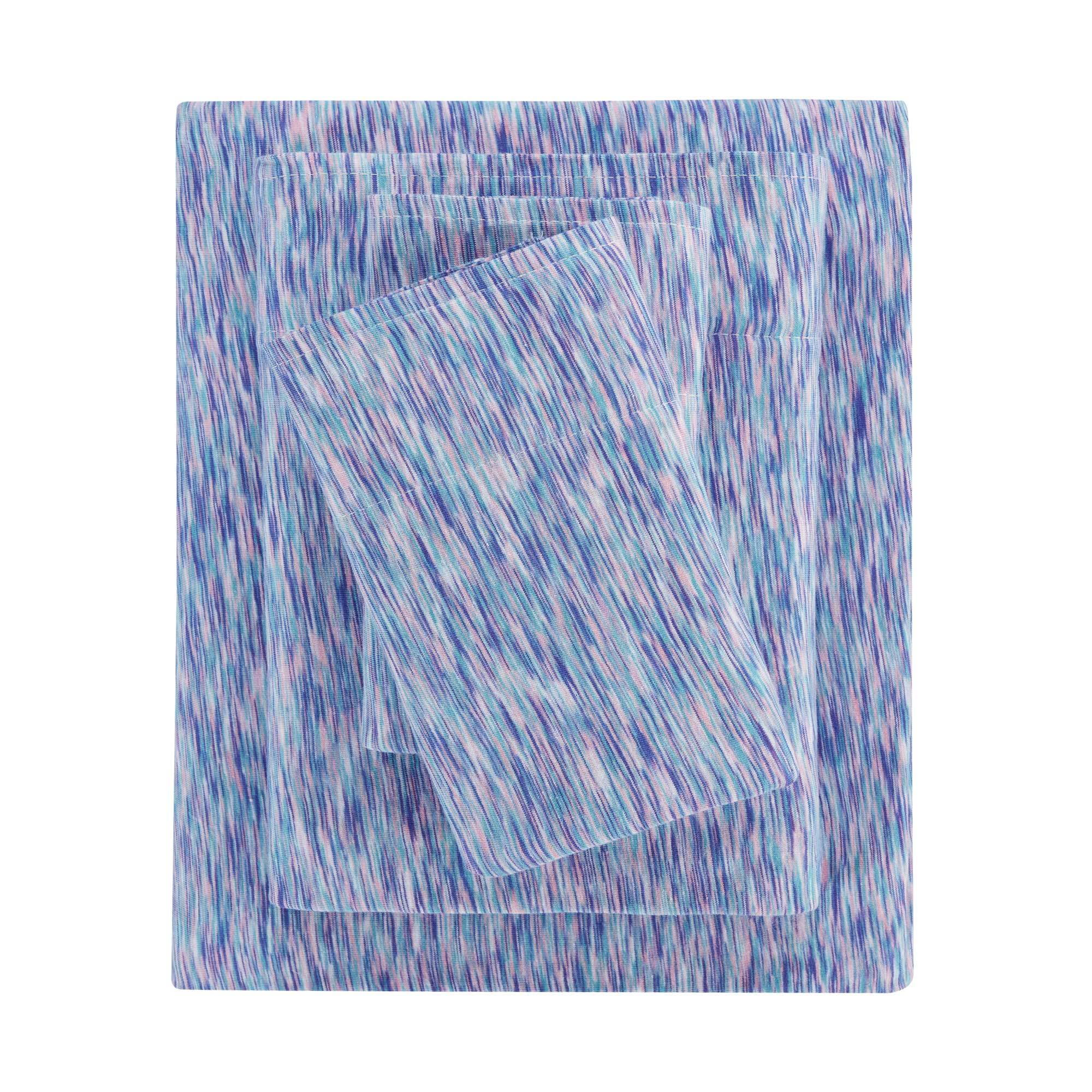 Mainstays Jersey Knit Bed Sheet Set (Full, Purple Crackle, 4-Piece) ubjgo