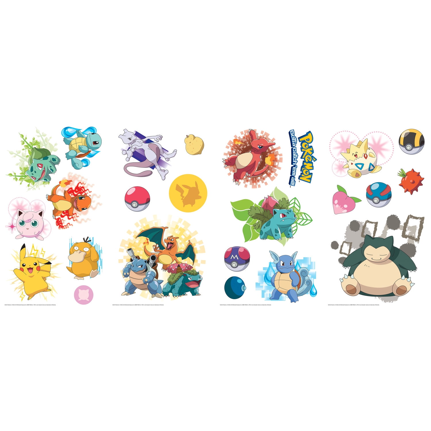 RoomMates Pokemon Wall Decals Peel and Stick Decor (Multi, 24 Count, 8.75 in x 10 in) 4cuyn