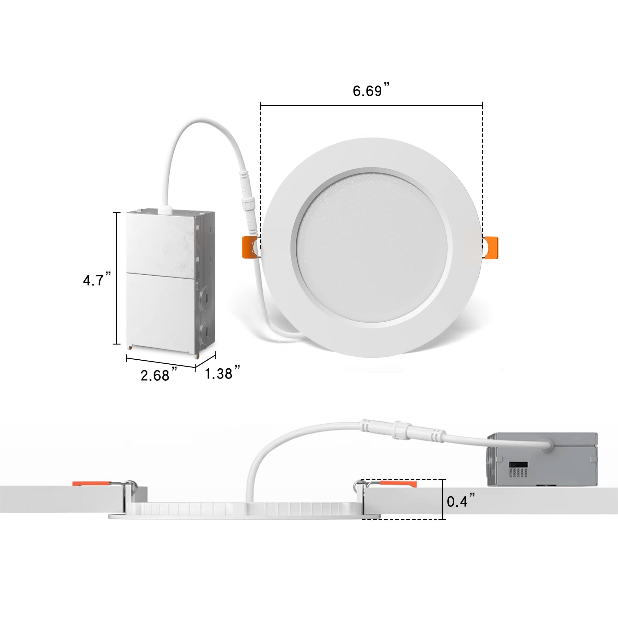 DAYBETTER LED Recessed Ceiling Light, 5CCT Selectable Ultra-Thin Downlight with Junction Box, Dimmable (White, 6 in, 24 Pack) n0vnc - Image 3