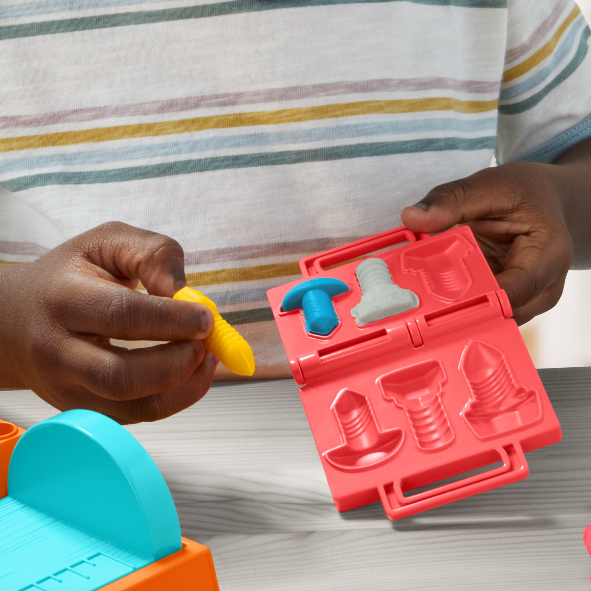 Play-Doh Stamp & Saw Tool Bench Creative Construction Playset (Multi-Color, 10 oz) 3811b