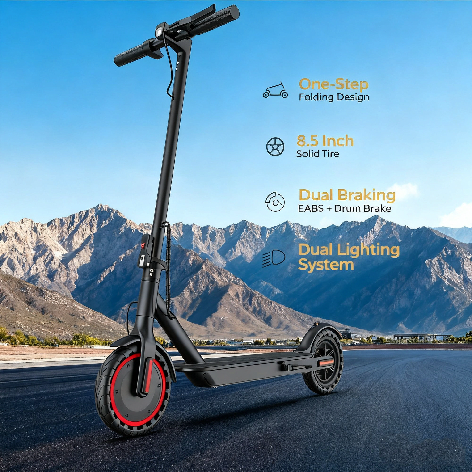 Joyhis Electric Scooter, Foldable Commuter E-Scooter with 350W Motor, Dual Braking System, 21 Mile Range (Grey, 8.5 in Tires) wzcnc