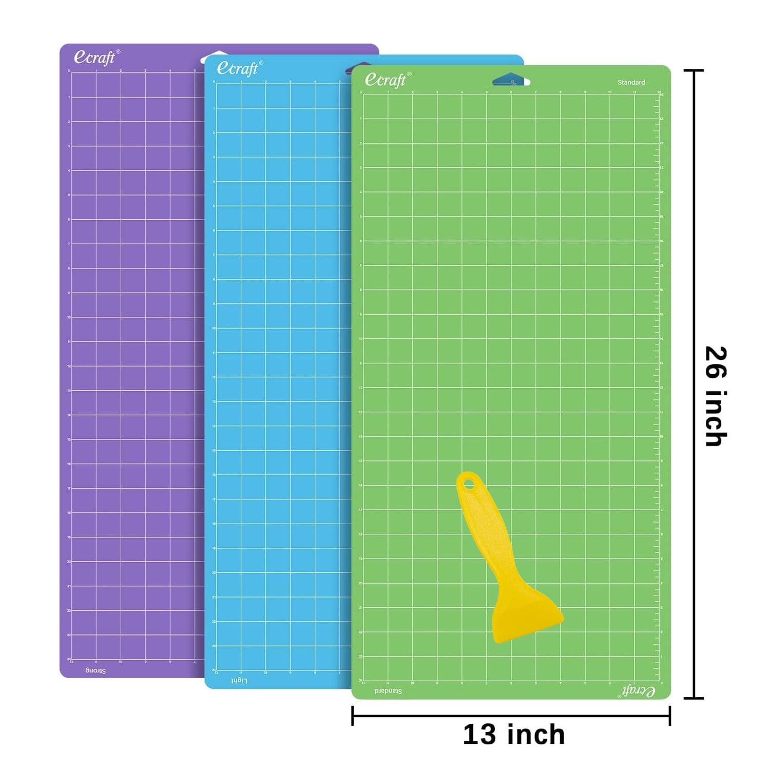 Ecraft Cutting Mat for Cricut Explore and Maker, Reusable Adhesive Gridded Craft Mat (Strong/Standard/Light Grip, 12 in x 24 in, 3 Pack) mf4sf