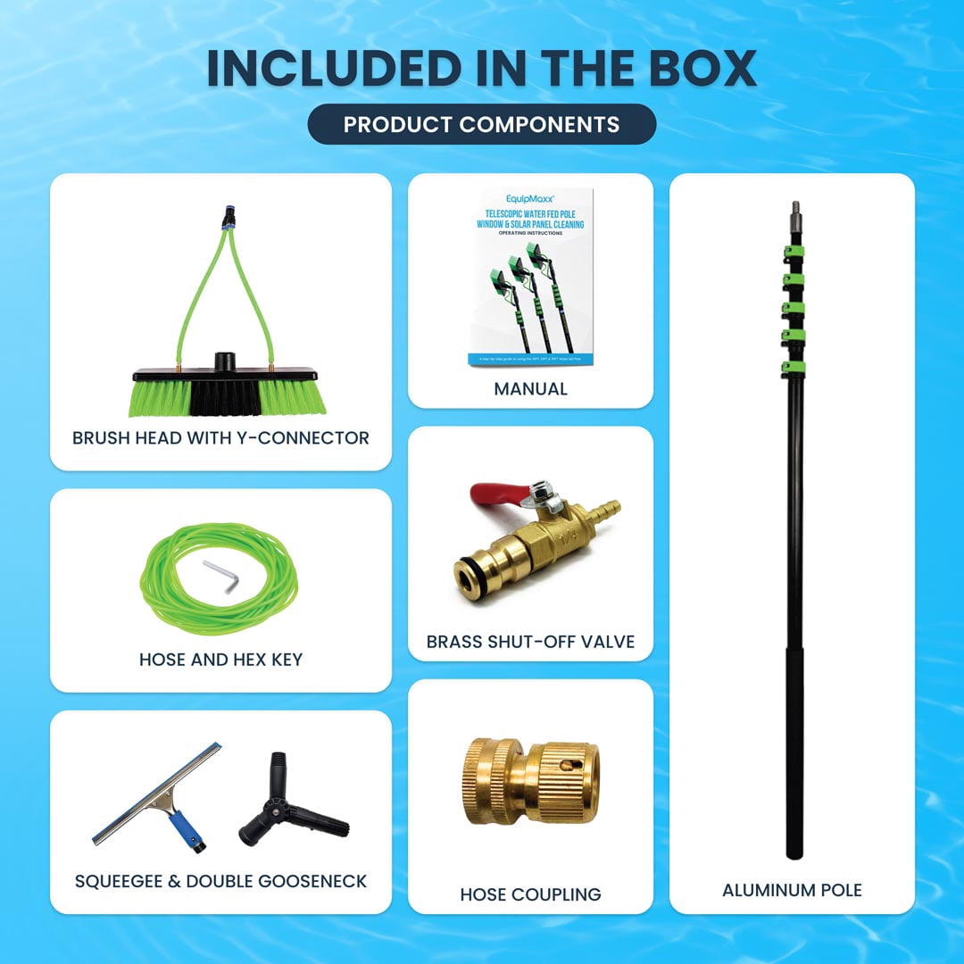 EquipMaxx Telescopic Water Fed Pole Kit for Window and Solar Panel Cleaning (30 ft) wll8x