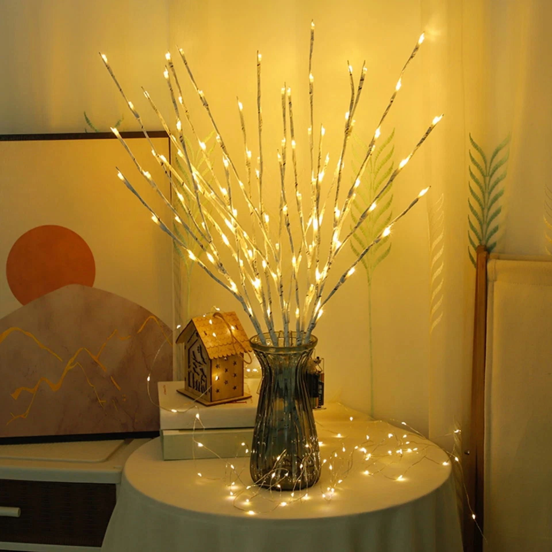 VAULT White Birch Twig Branch Lights Decorative LED Floral Lighting (White, 2-Pack) ciyw2