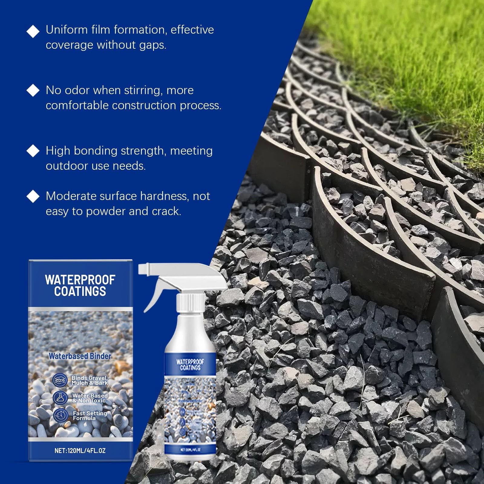 niuniuniu Gravel Binder and Mulch Glue for Landscaping (Blue, 32 fl oz) 6juzx