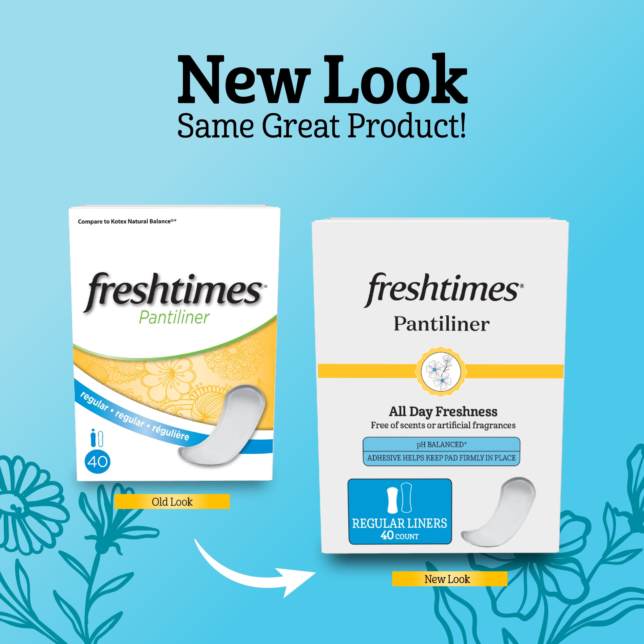 Equate Freshtimes Pantiliners, Regular, Unscented (6 Pack, 240 Count) frko6