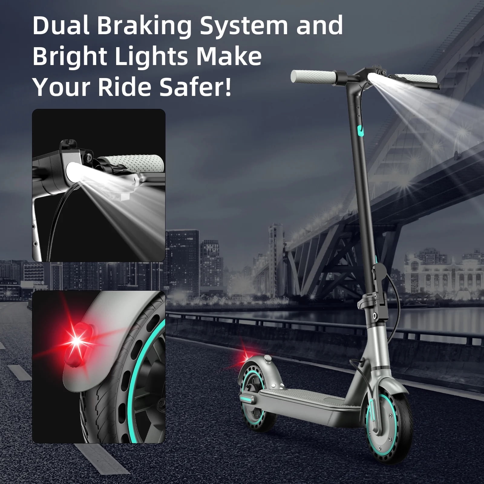 COCOMILA Electric Scooter for Adults, Portable Folding Commuter Scooter with 350W Motor, 19MPH Max Speed, 20-Mile Range (Blue, 8.5 in Tires) hv96w