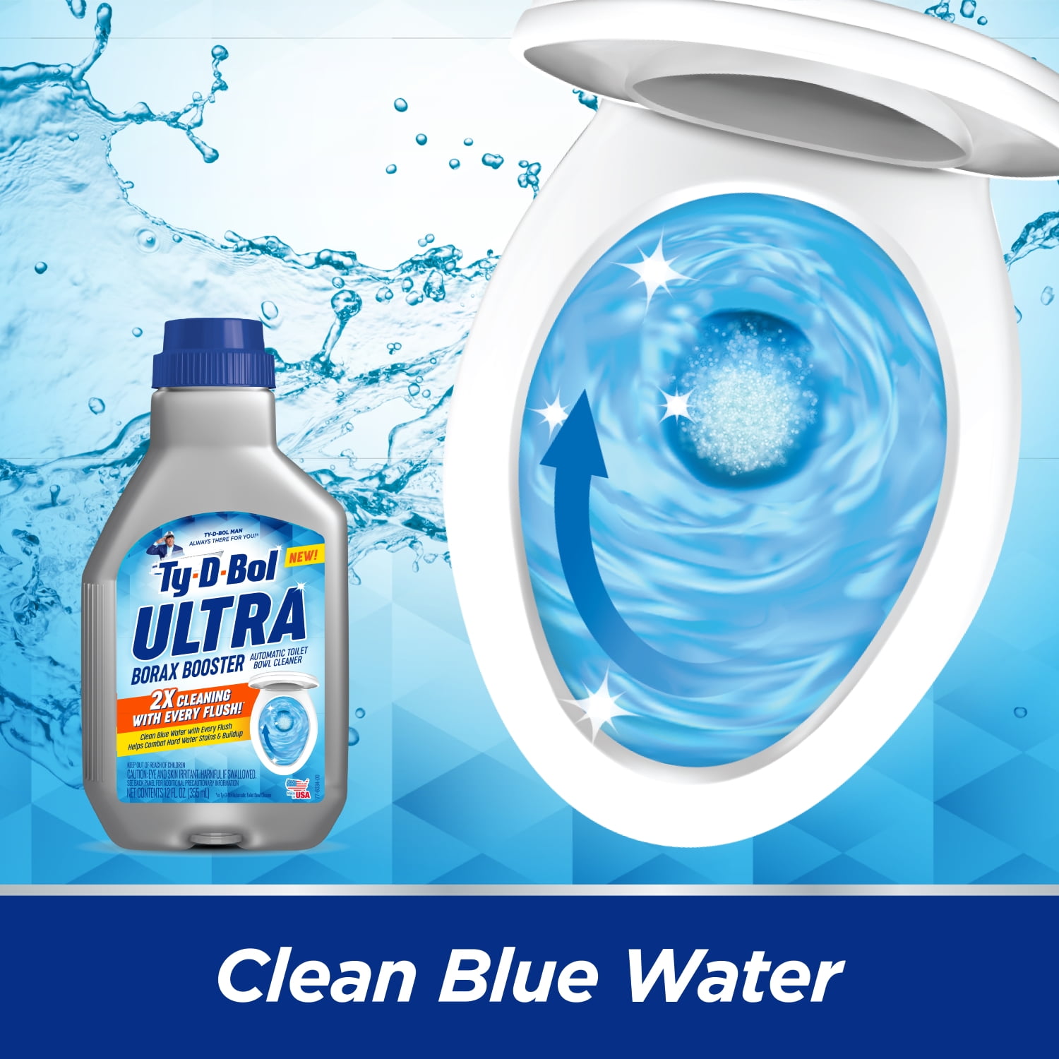Ty-D-Bol Ultra Borax Booster Toilet Tank and Bowl Cleaner (Blue, 12 fl oz) 7gtin
