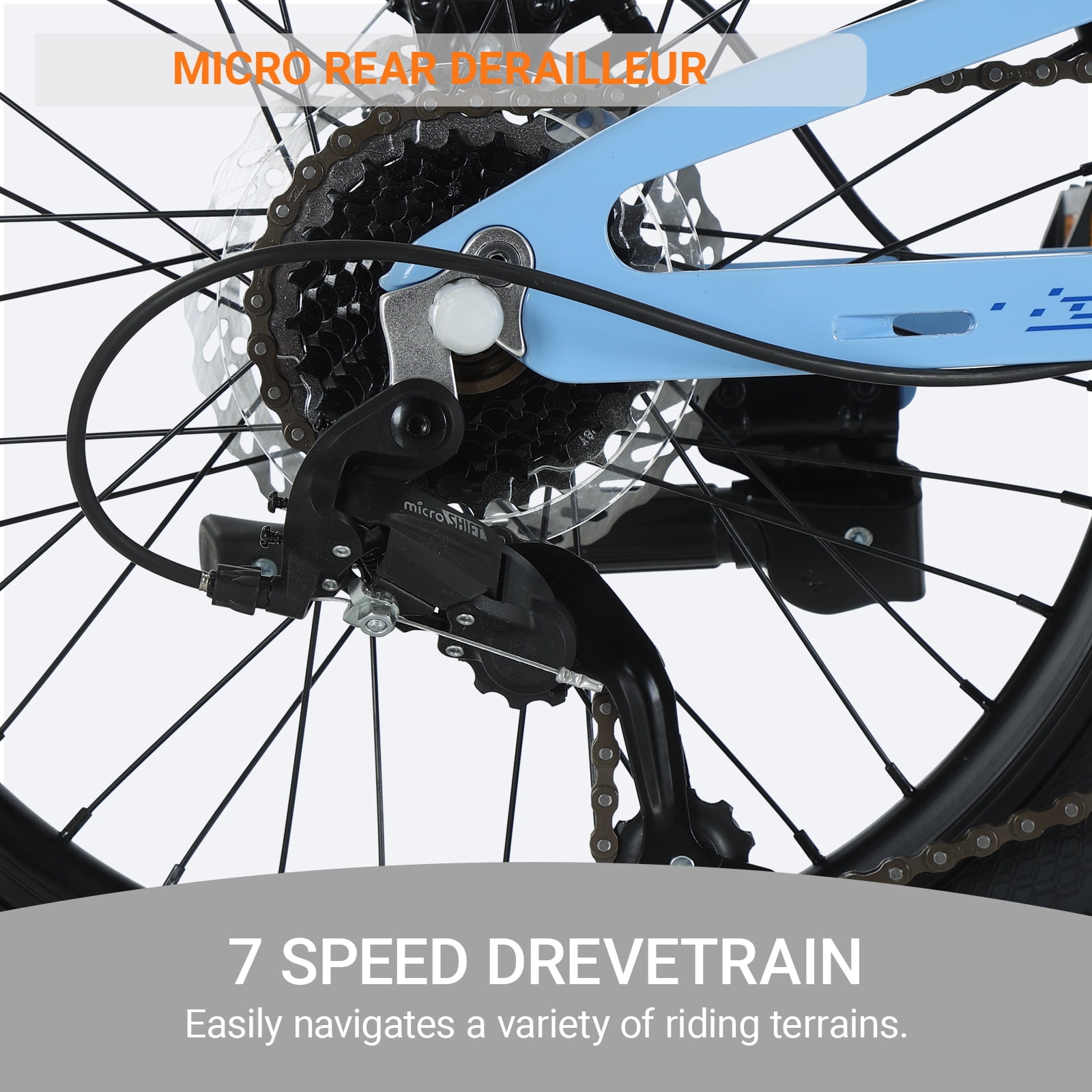 Aiva Products 20 Inch Full Suspension Mountain Bike, Magnesium Frame Outdoor Cycling Bicycle (Blue, 20 in) ce6gr