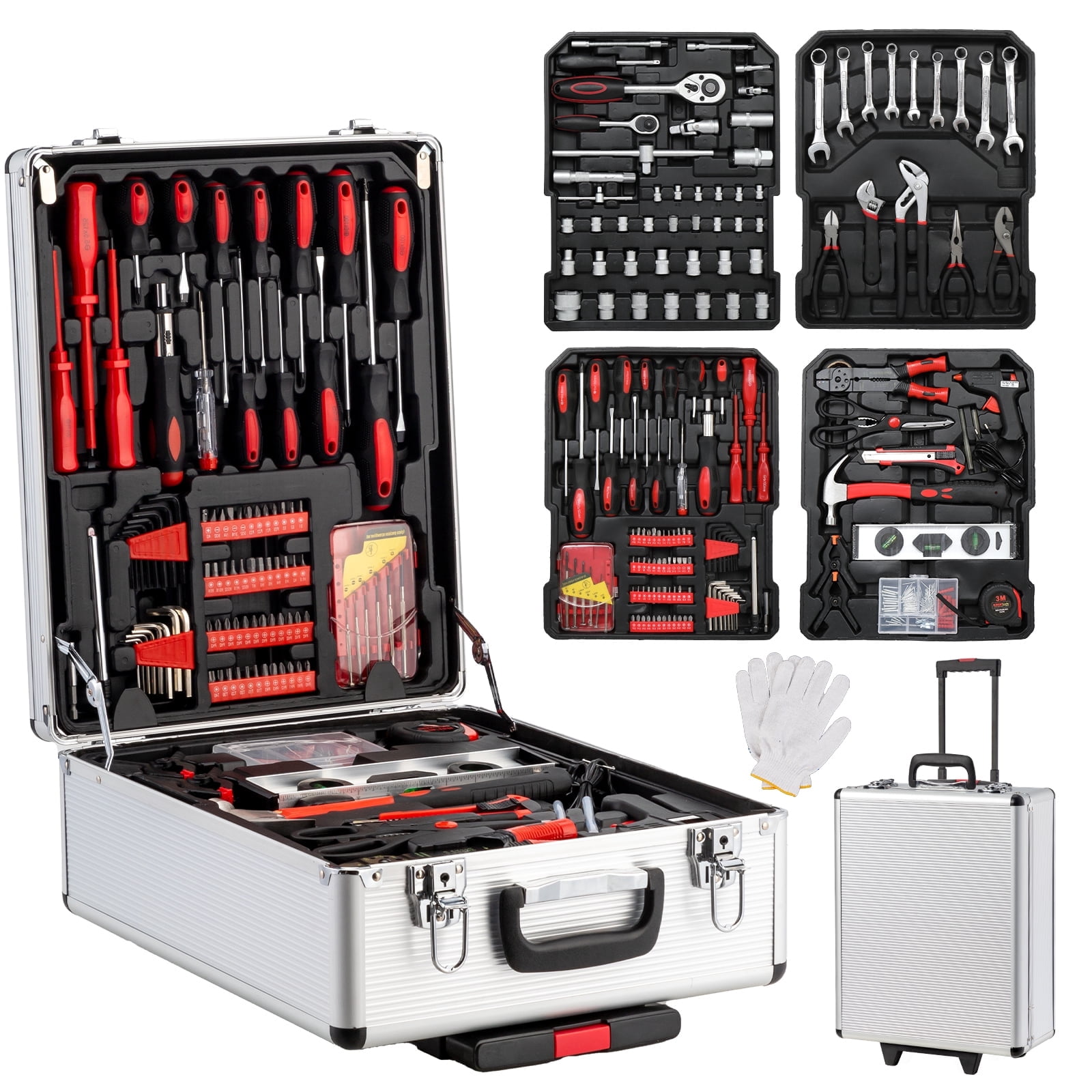 UBesGoo 799-Piece Household Mechanics Tool Set with Rolling Trolley Case (Silver, 799 Pieces) gk1n1
