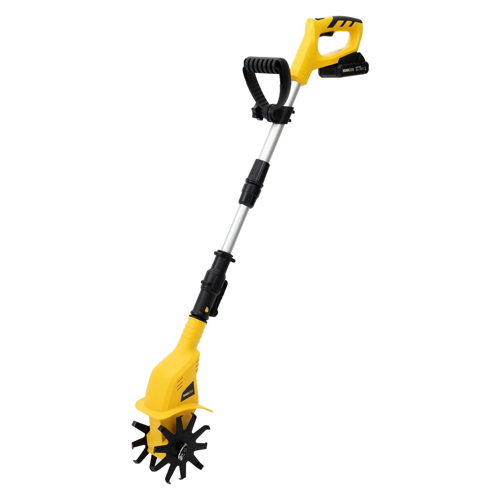 PEAKORA Cordless Tiller Cultivator, 20V Battery Powered Garden Tiller with Adjustable Telescopic Handle (42.13-50.39 in) o043n