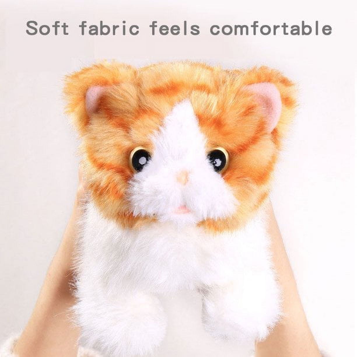 TEAMD Interactive Electronic Walking Cat Toy, Lifelike Plush Kitten That Meows (10 in) 0m61k