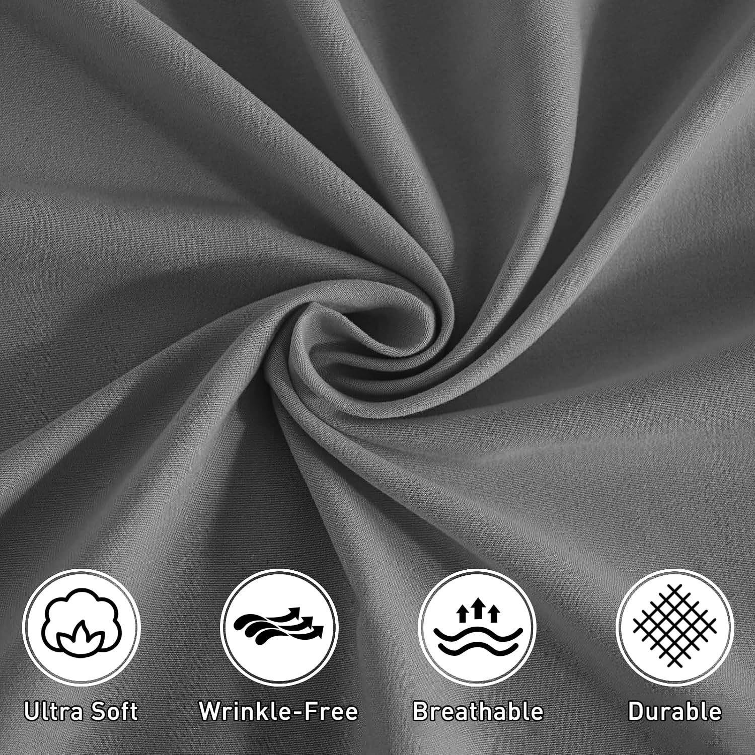 Cshidworld Queen Bed Sheet Set, 1800 Series Microfiber Cooling Bedding, Breathable & Hypoallergenic 4-Piece Luxury Soft Set (Grey, Queen) 3lg6a