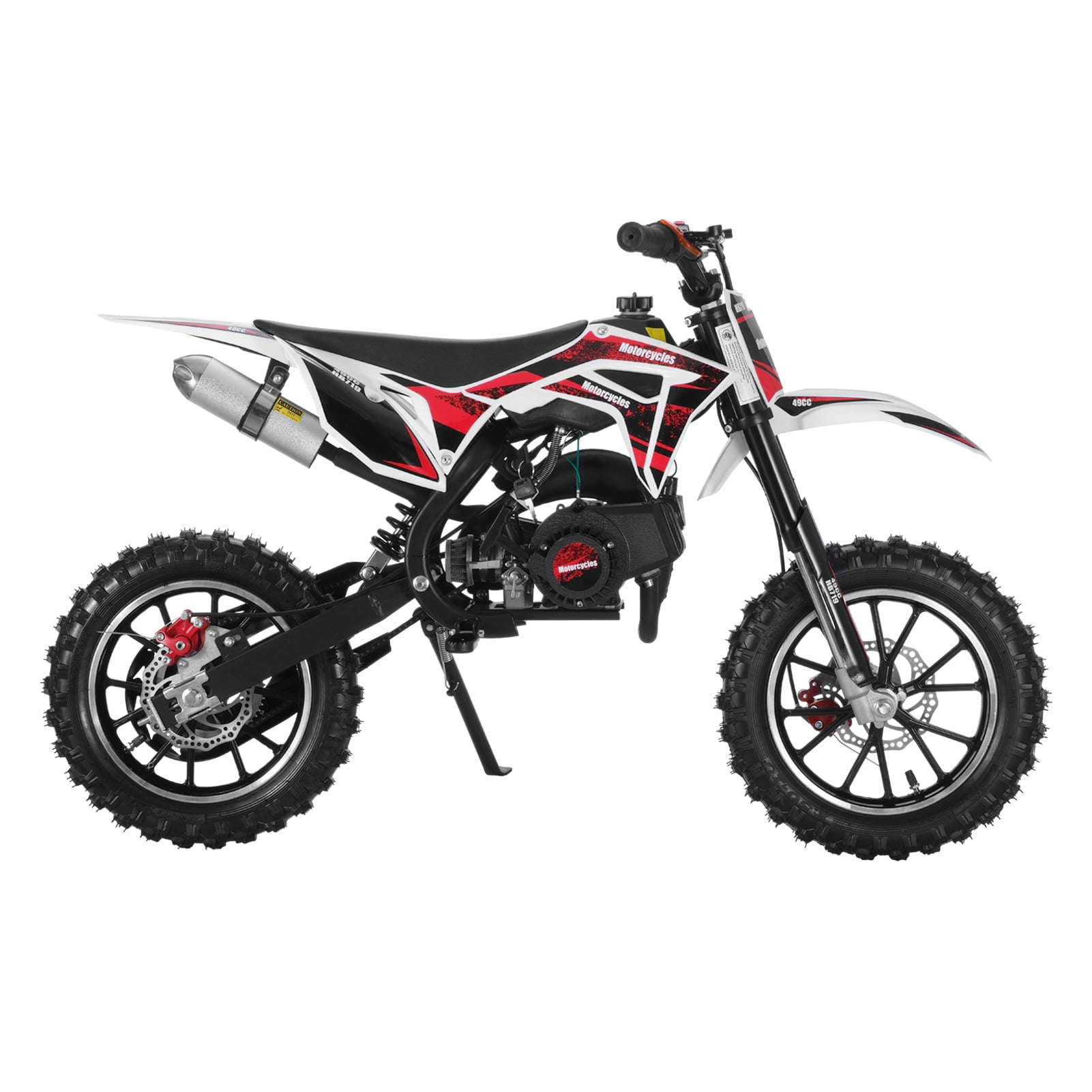 Meileang 49cc Kids Dirt Bike Off-Road Motorcycle with Dual Disc Brakes and Shock Absorbers (Black, 330 lb Capacity) 0cagn