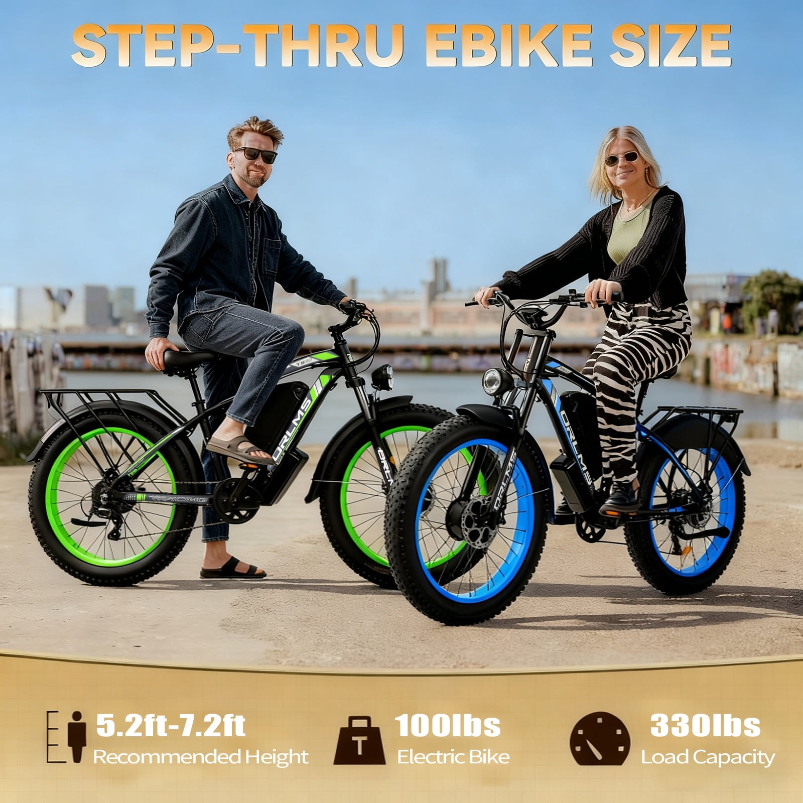 SMLRO Electric Mountain Bike, 5000W Dual-Motor AWD E-Bike, 26 in Fat Tire Off-Road Bicycle (Blue, 60V 25AH) upwri