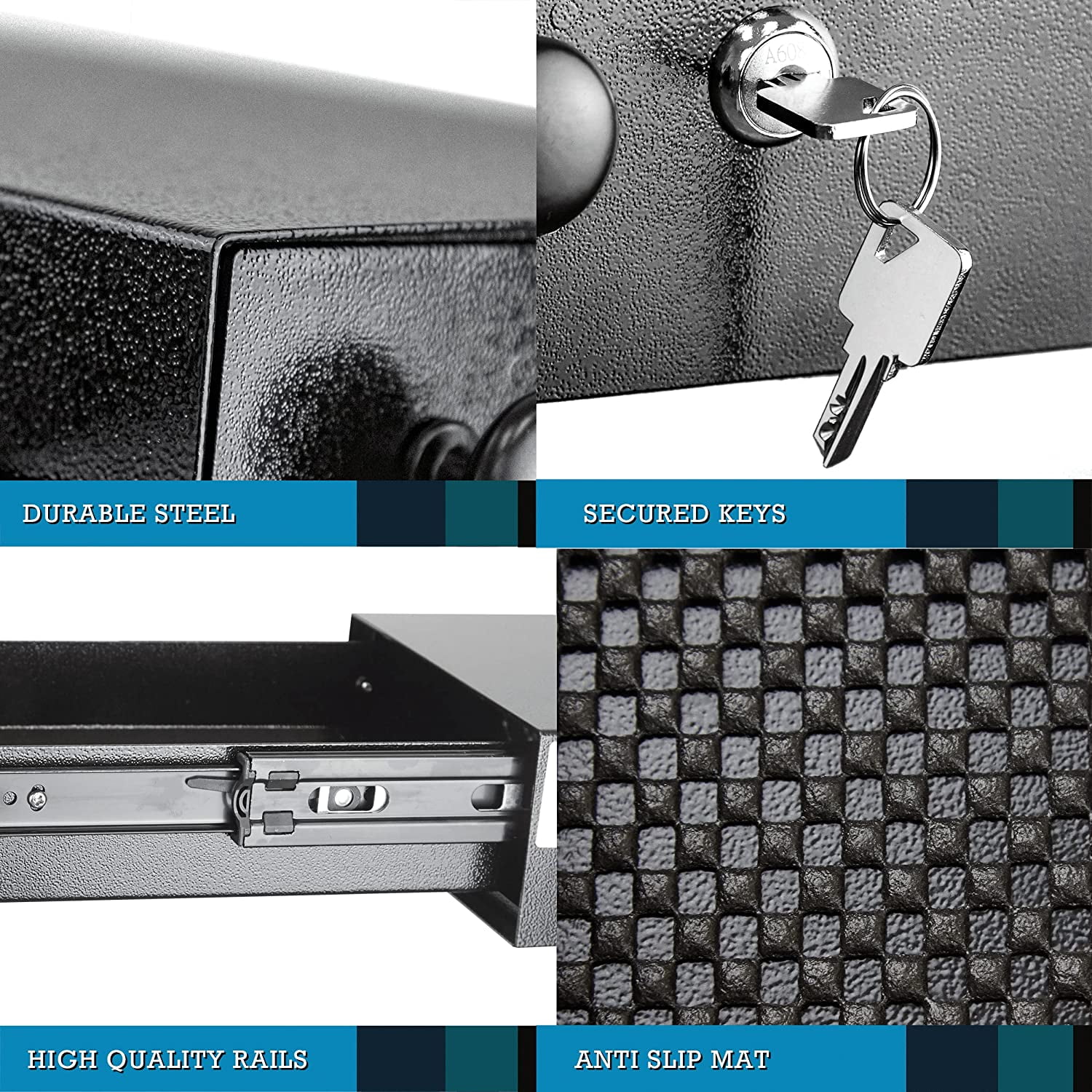 Pochar Under Seat Security Drawer for Jeep Wrangler JK 2007-2018 (Black, 17 in x 7.5 in x 3.25 in) yruwl