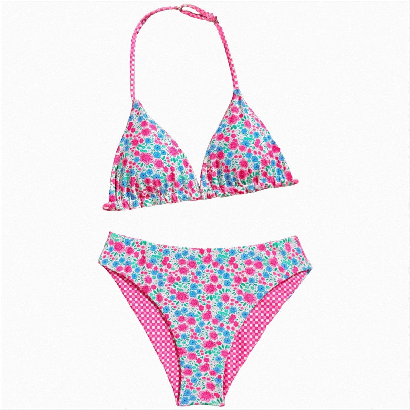 Nwiuh Girls Bikini Swimsuit Comfortable Summer Beach Swimwear (Pink, Size 11-12) ts1mi