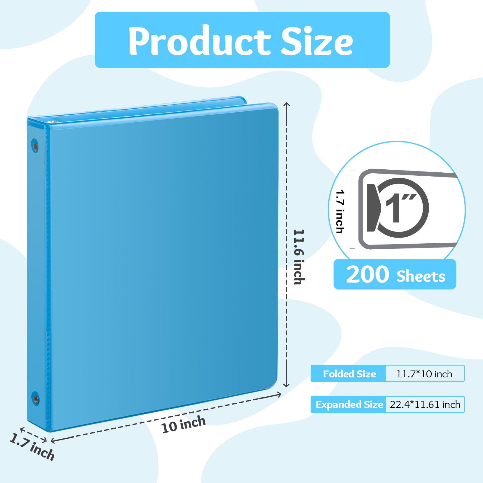 COMIX 3-Ring Binder, 1 in Round Ring, 200 Sheet Capacity, Durable Office Organizer (Assorted Colors, 12 Pack) npi2w