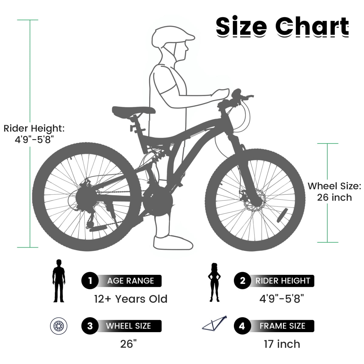 Dcmisas 26-Inch Mountain Bike, 21-Speed Full Suspension Steel Frame with Dual Disc Brakes (Red, 26 in) bi3ug