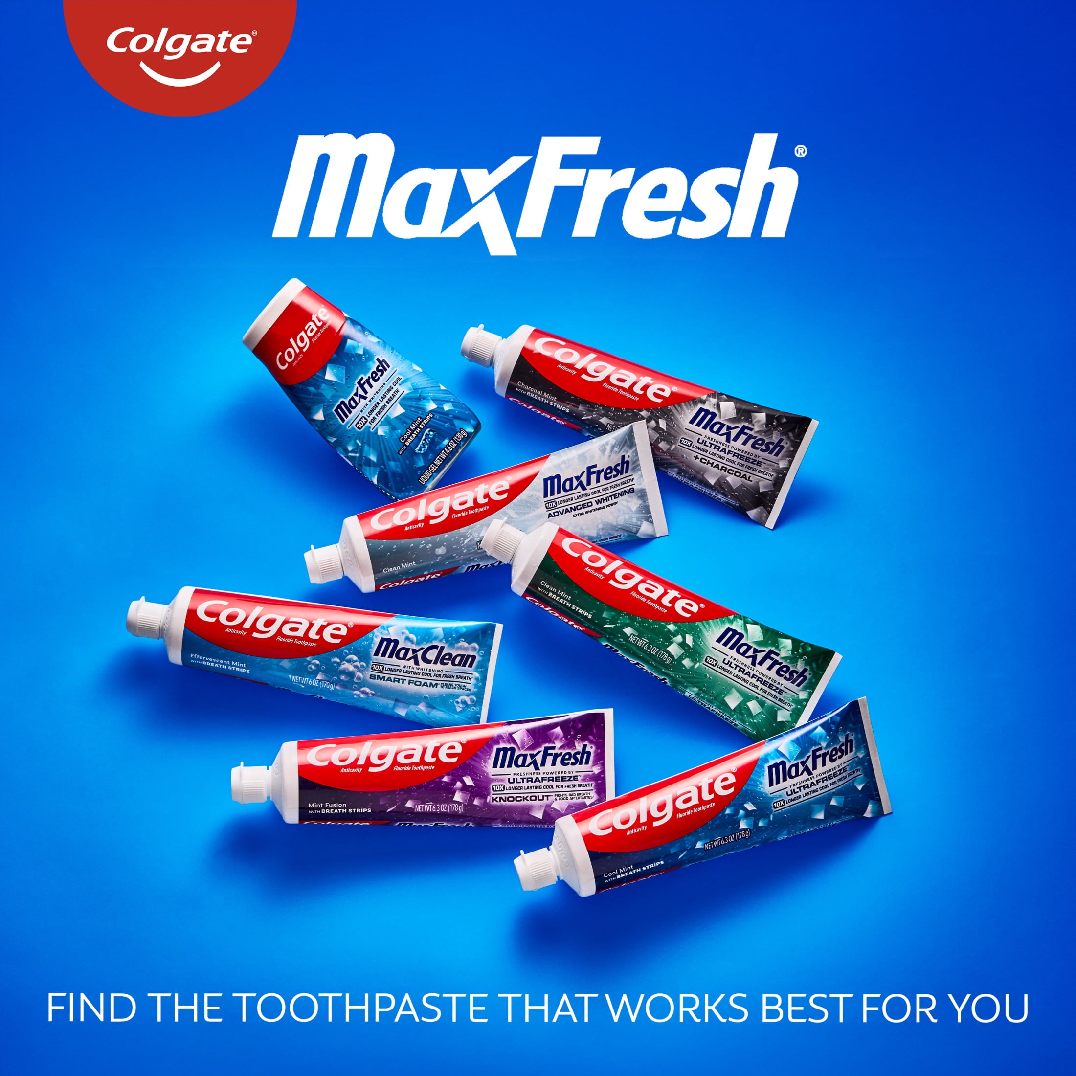 Colgate Max Fresh Whitening Toothpaste with Mini Breath Strips, Clean Mint (6.3 oz) 0uivi