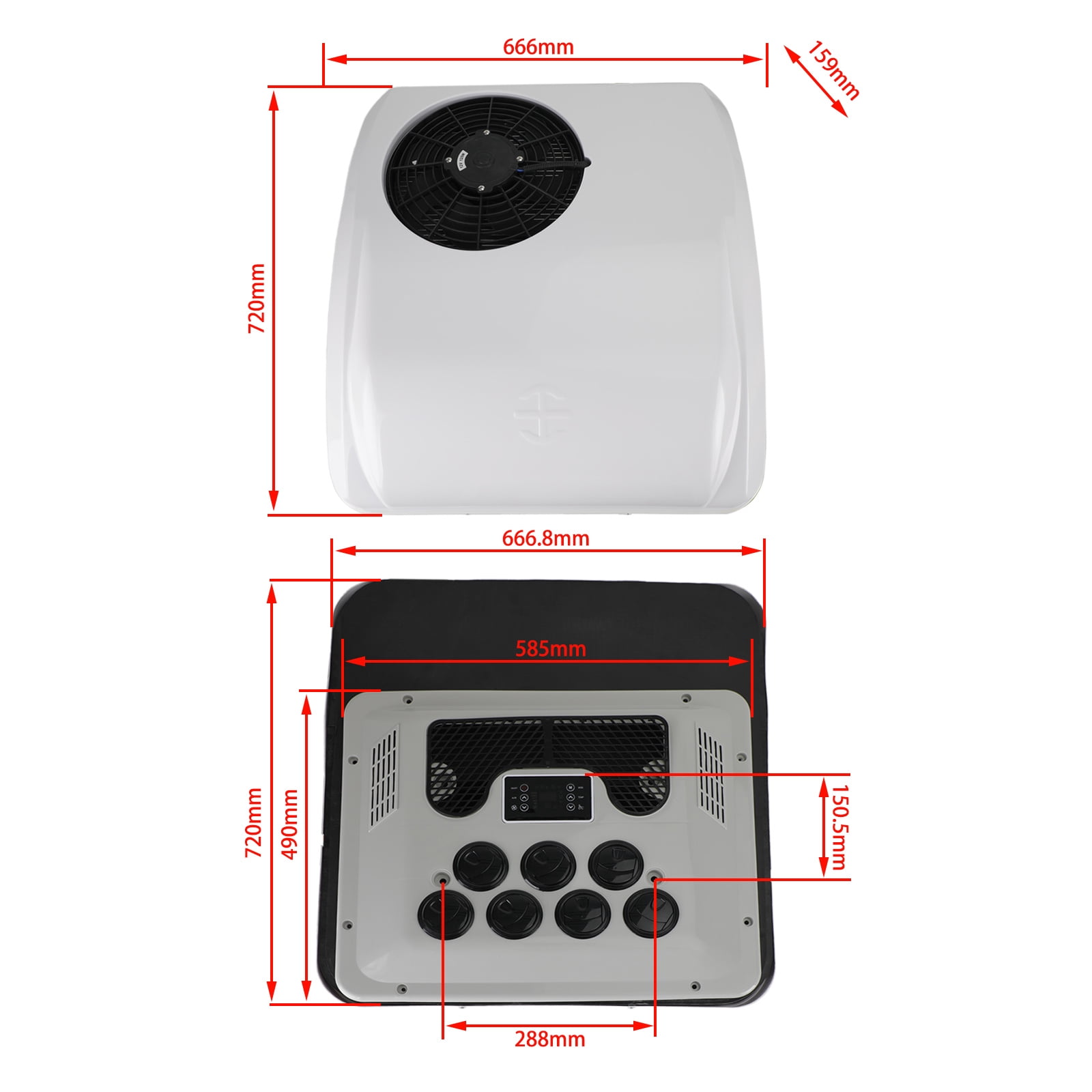 Topteng RV Rooftop Air Conditioner and Heat Pump System with Remote Control (White, 26.2x28.3x6.3 in) l651r