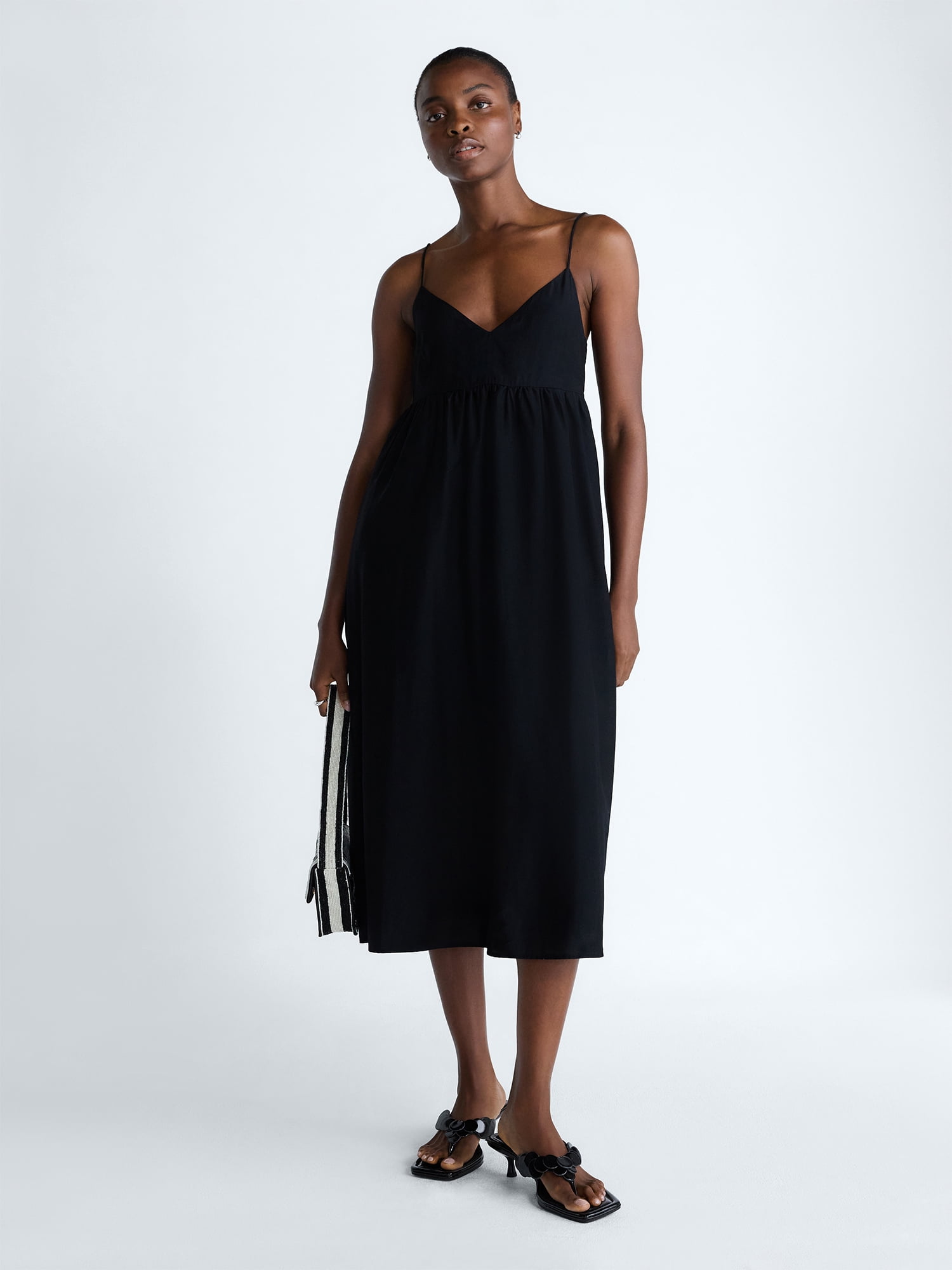 Scoop Women's Flowy Maxi Dress V-Neck Sleeveless A-Line Casual Gown (Black, XS) 040zr