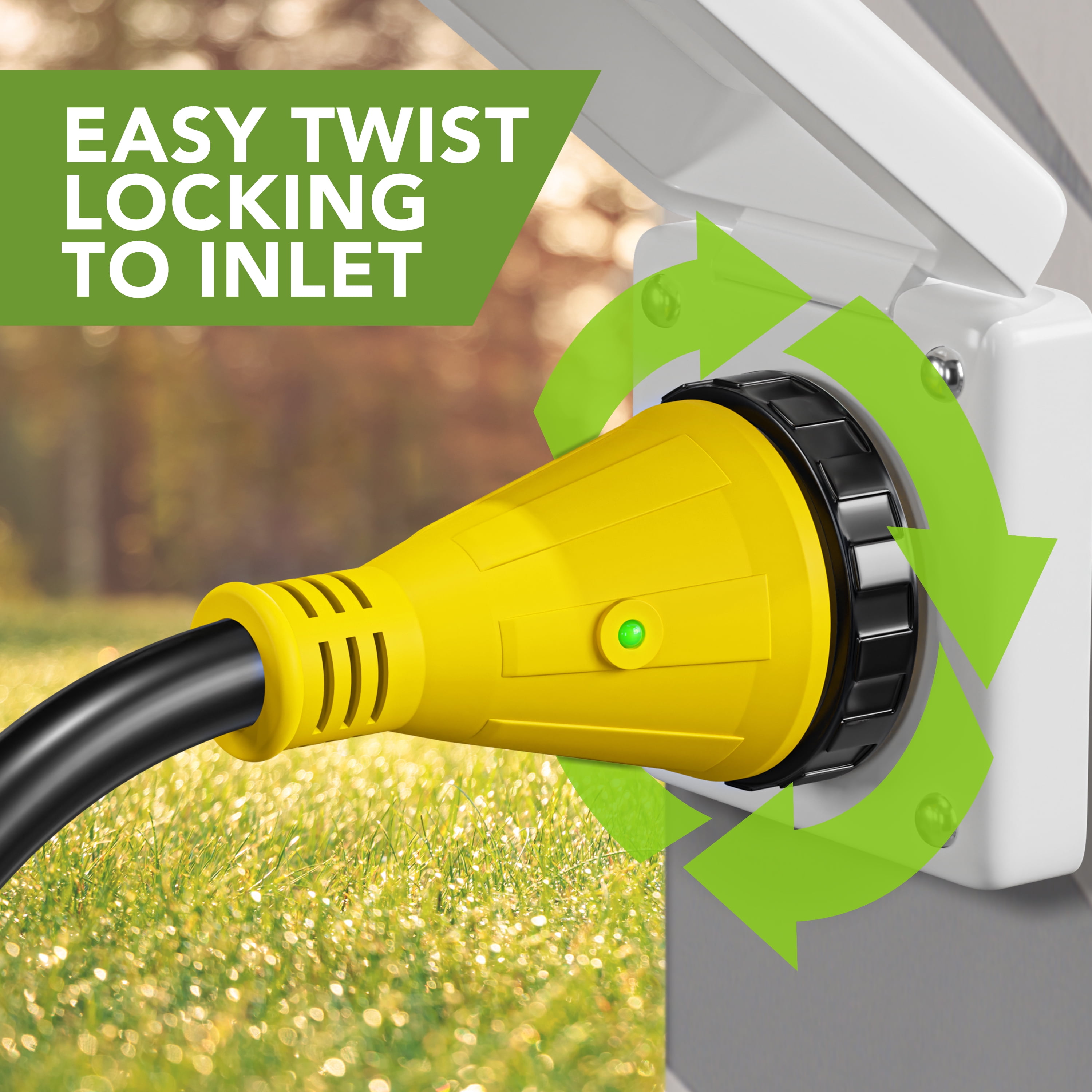 Leisure RV Power Cord Adapter 30 Amp Male to 50 Amp Female Locking Connector (12 in) u9py1