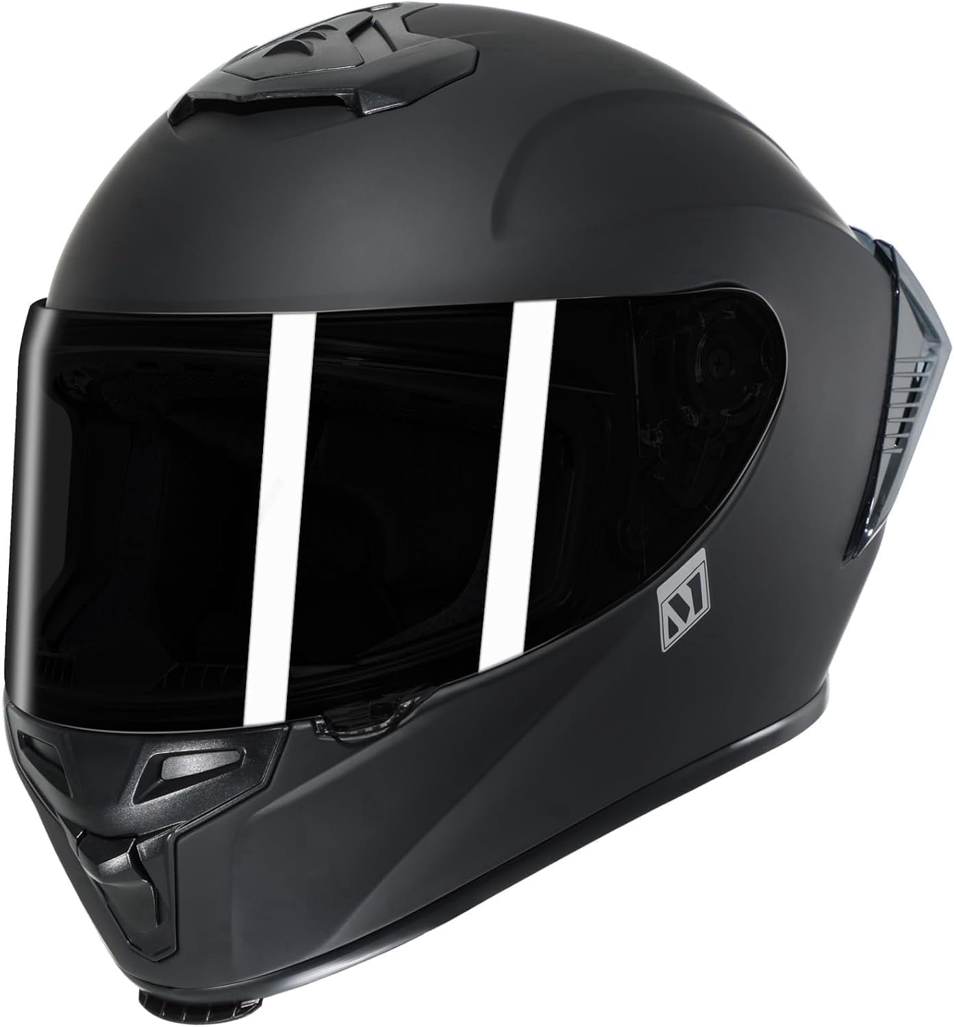 Moride Full Face Motorcycle Helmet with Aerodynamic Spoiler (Black, Large) u3xj8
