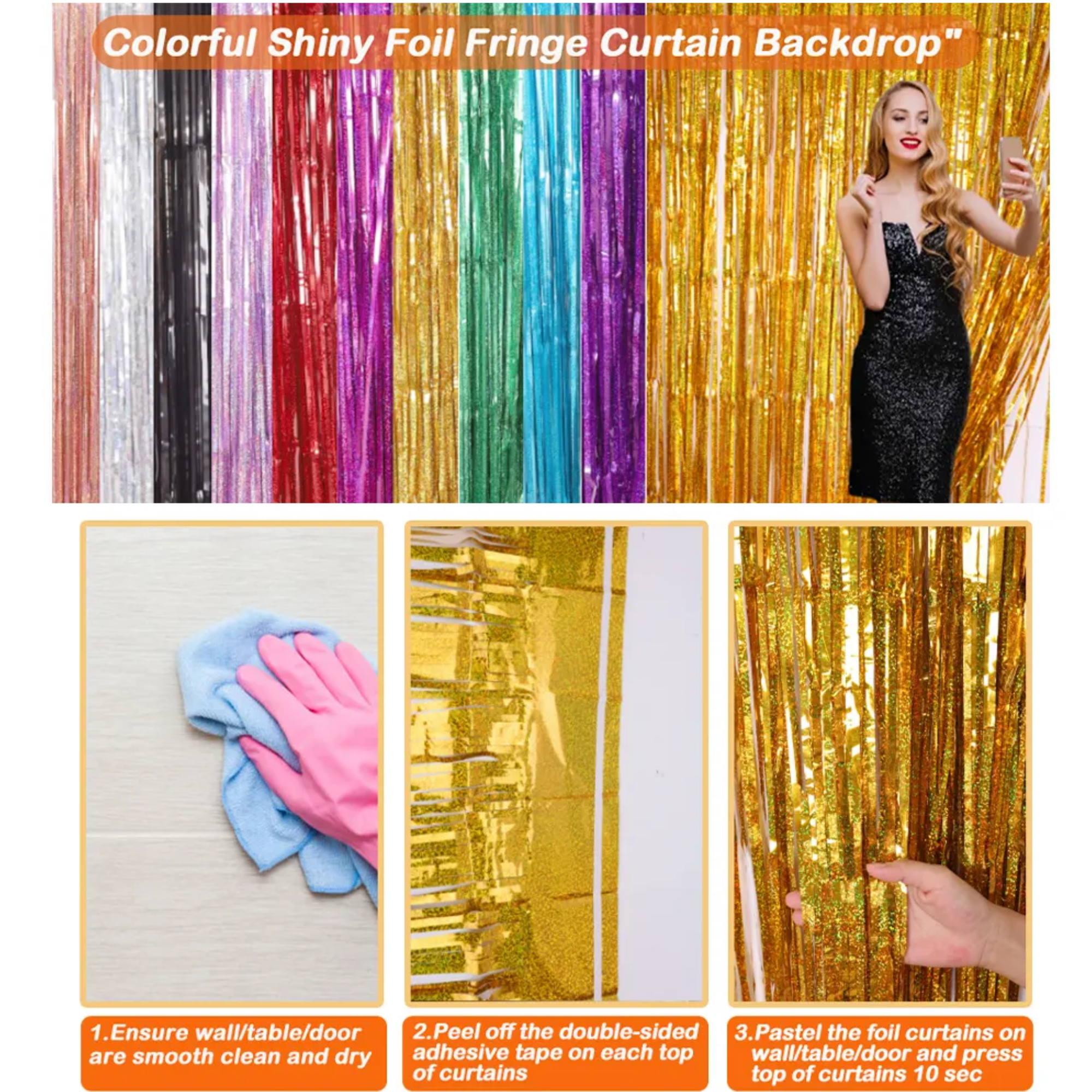 ECC Party Supply Silver Foil Fringe Door Curtain Backdrop (2 Pack, 8 ft x 3 ft) fuuhb