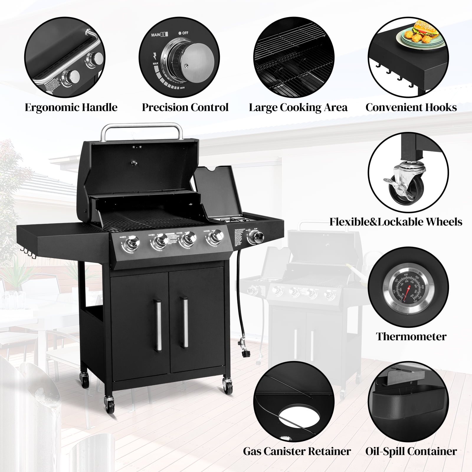 iTopRoad Propane Gas Grill with Side Stove (58000 BTU, Outdoor Cooking Station) 5v0qi