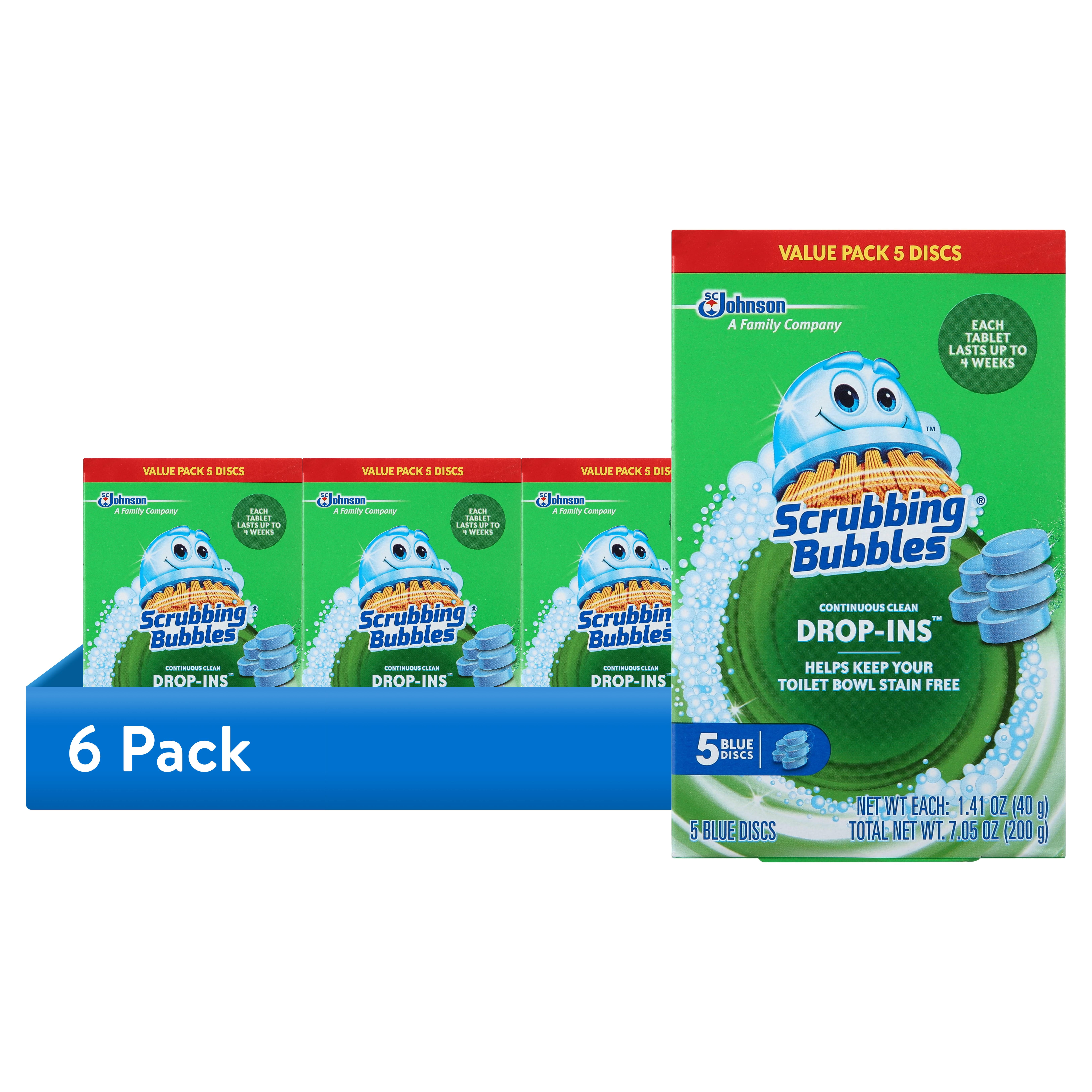 Scrubbing Bubbles Continuous Clean Toilet Bowl Cleaner Tablets (Blue, 6 Pack, 7.05 oz) bcel0