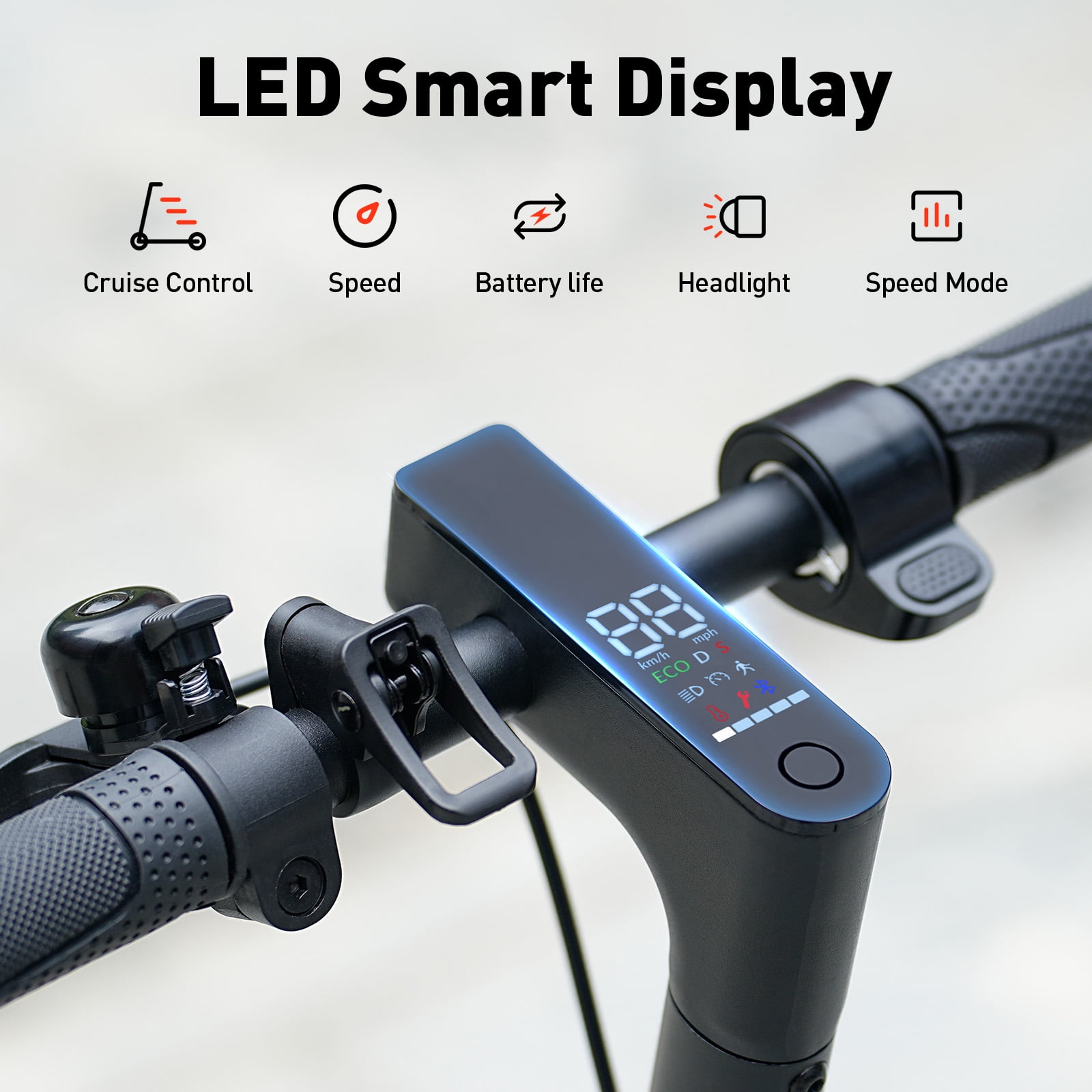 iHoverboard Electric Scooter for Adults, Foldable Commuter E-Scooter with App Control, LED Display, 8.5 in Pneumatic Tires (Black, 22 lb) ufjof
