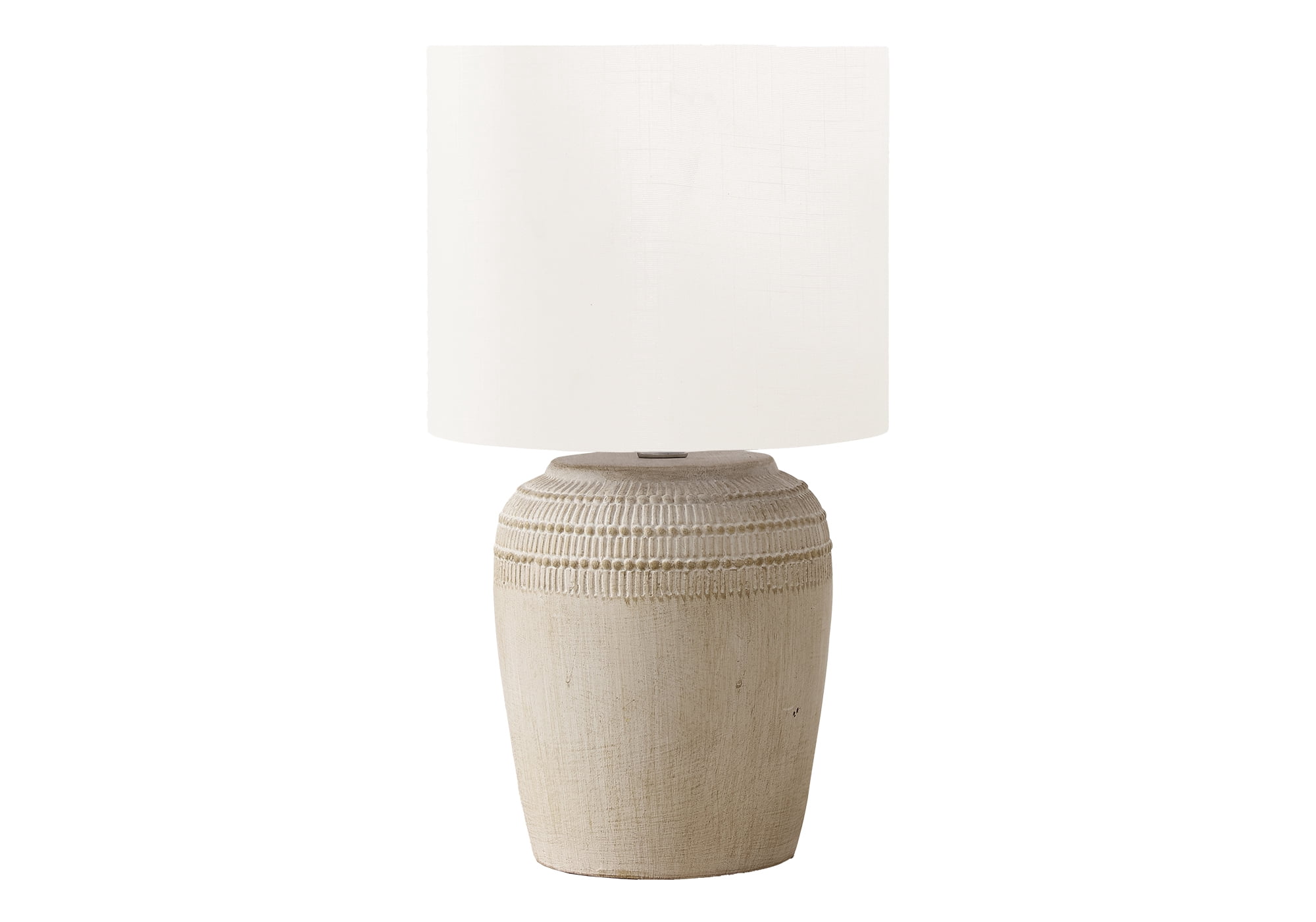 Monarch Specialties Table Lamp with Textured Ceramic Base and Fabric Shade (Beige, 17 in) ca5od