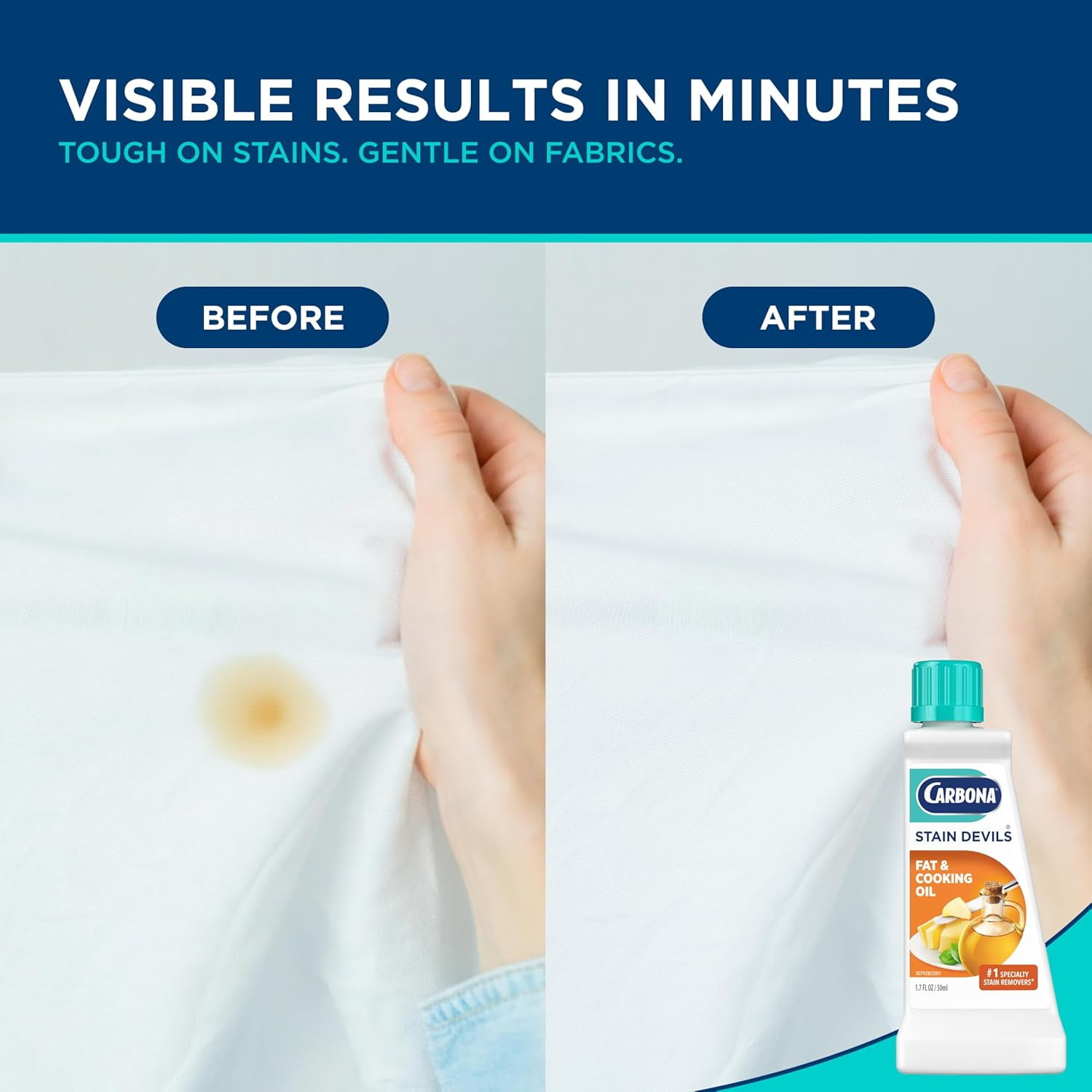 Carbona Stain Devils #5 Fat and Cooking Oil Laundry Stain Remover (Professional Strength, 1.7 fl oz, 3 Pack) 8um9x