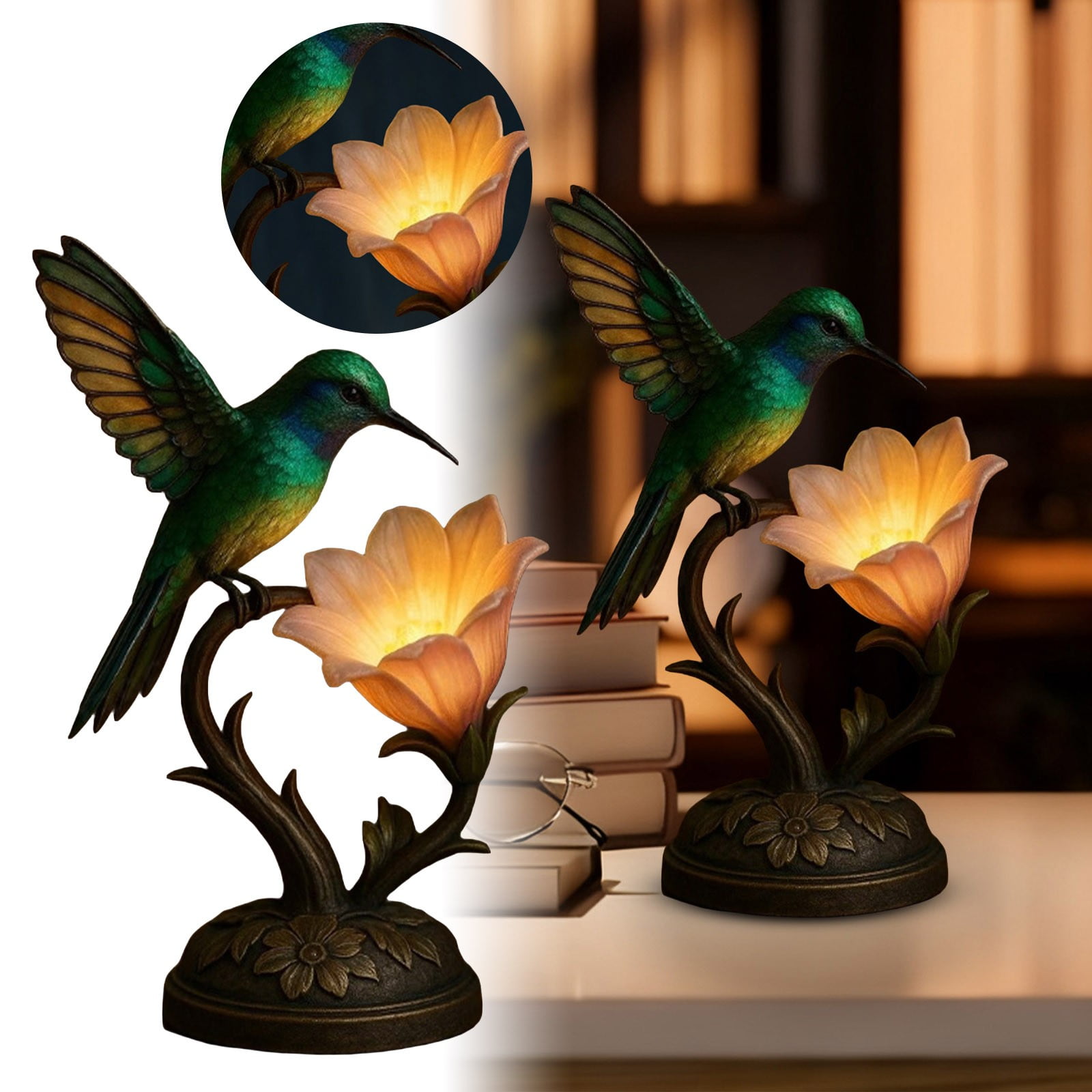 QIUXUJ 3D Floral and Bird Decorative Floor Lamp, Festive Indoor Holiday Accent Lighting (Green, 12 in) hjhen