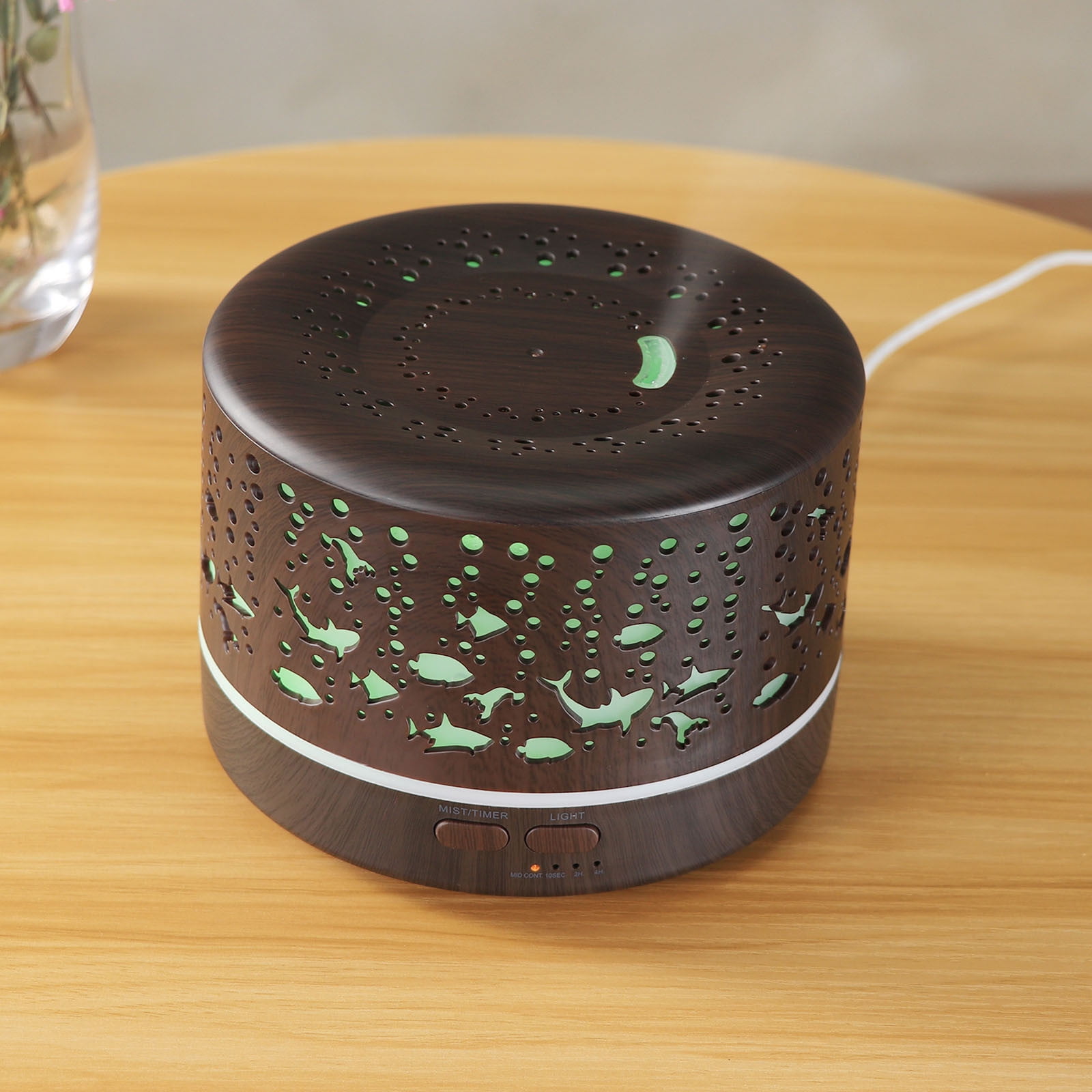 Huayishang Aromatherapy Diffuser with Remote Control, Wood Grain Ultrasonic Humidifier for Home Decor (Brown, 16.91 fl oz) 5ahz2
