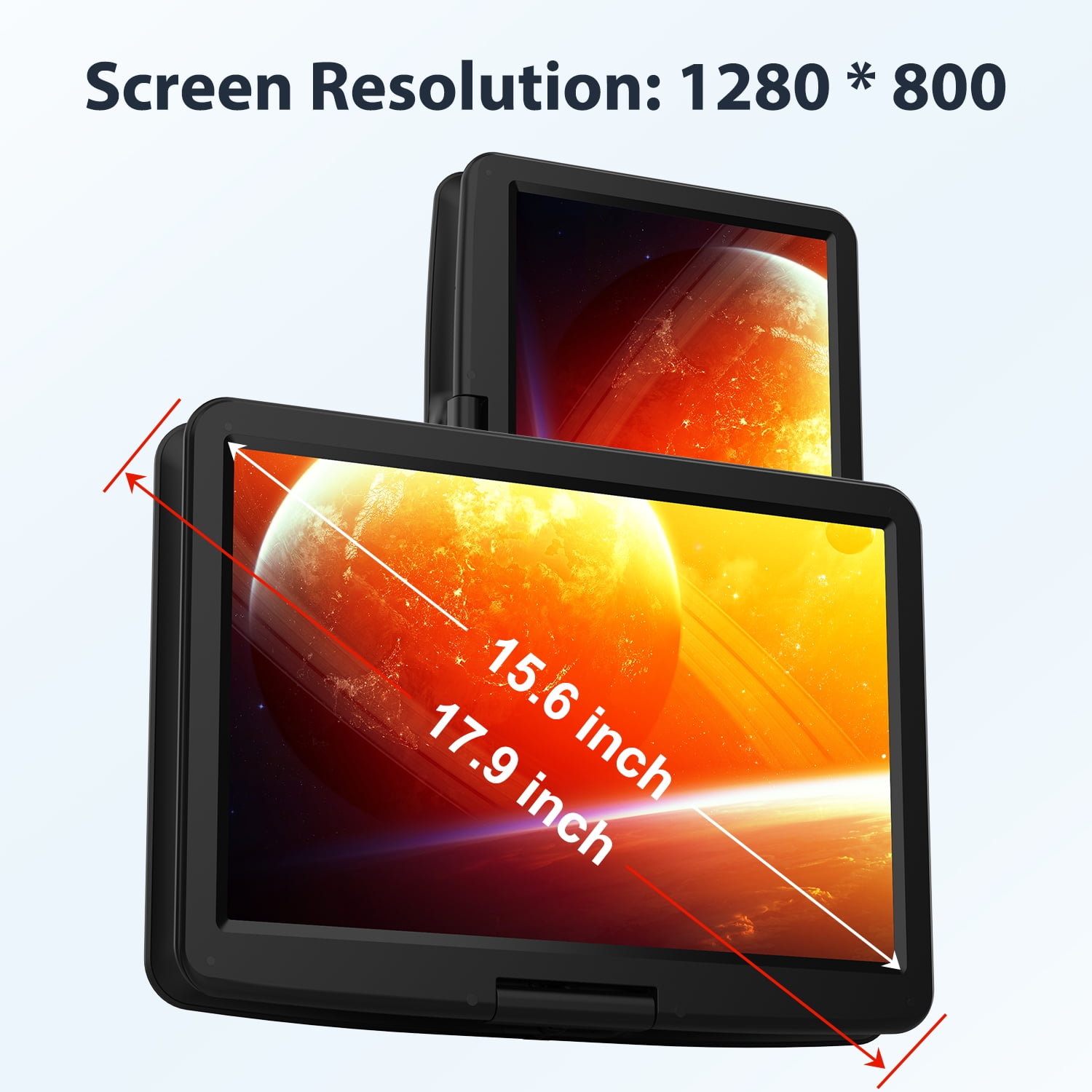 TENKER Portable DVD Player with 15.6 in HD Swivel Screen (Black, 17.9 in) lh47h