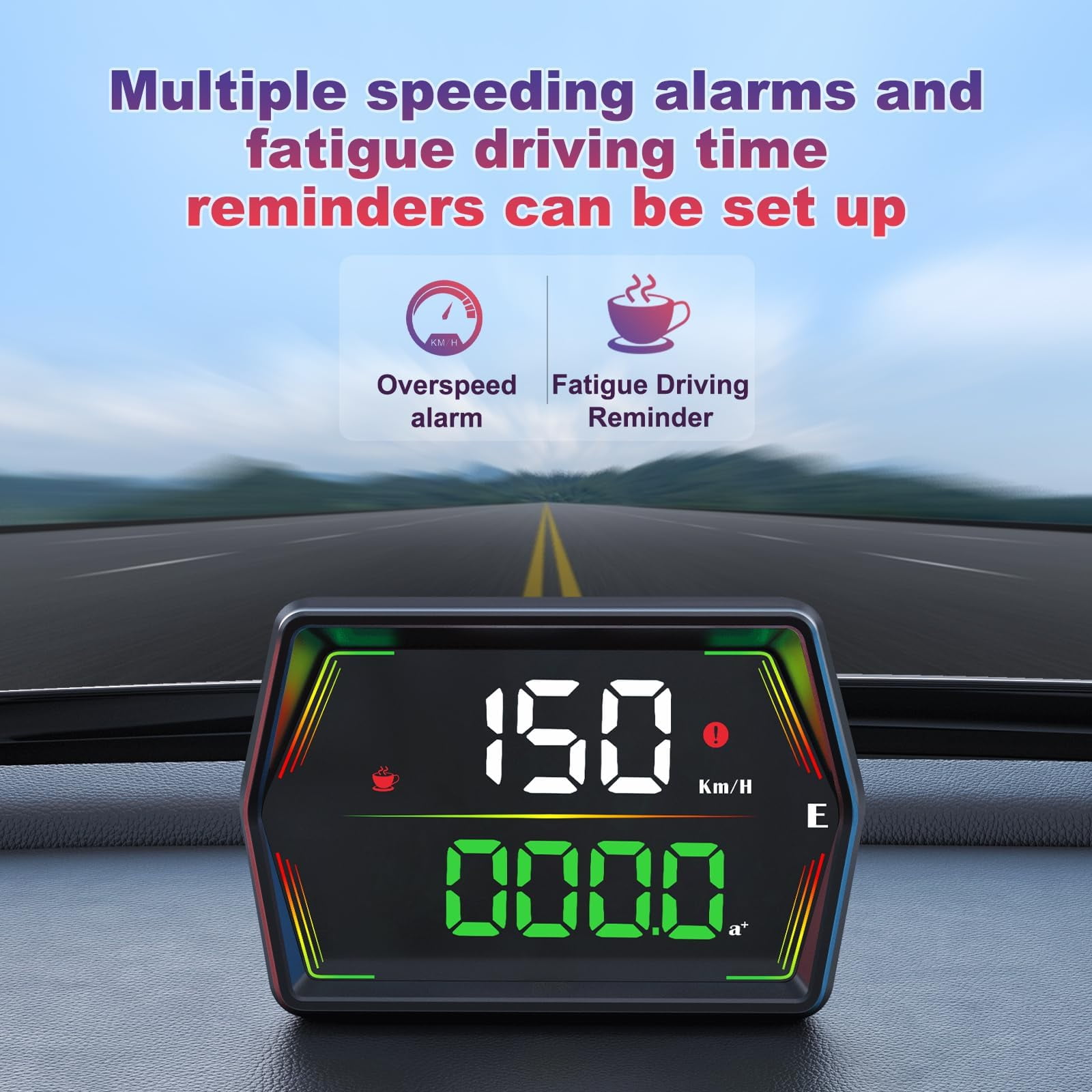 LC-dolida GPS Speedometer Heads Up Display for Cars with Overspeed Alarm and Fatigue Driving Reminder (Black) 6ngo5