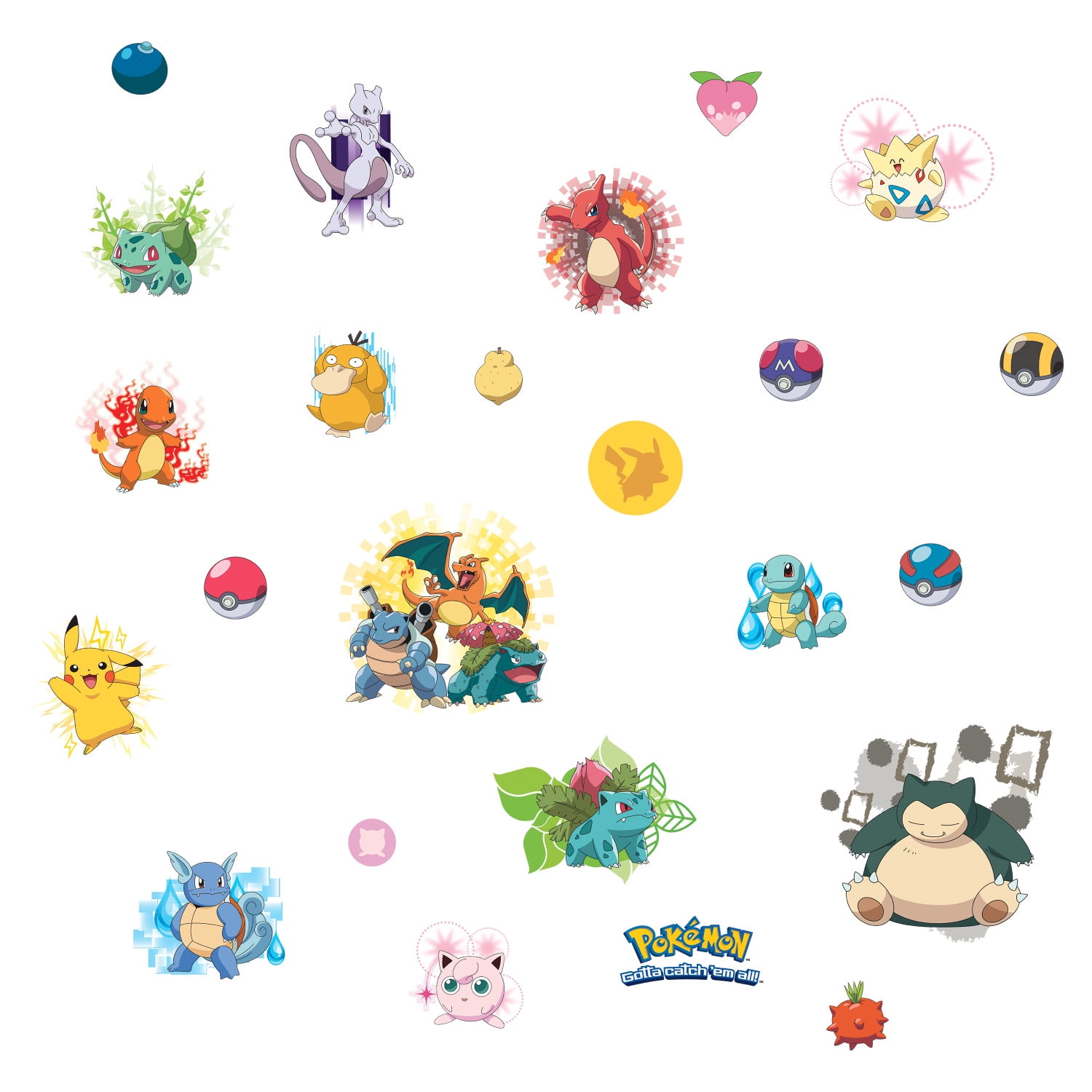 RoomMates Pokemon Wall Decals Peel and Stick Decor (Multi, 24 Count, 8.75 in x 10 in) 4cuyn