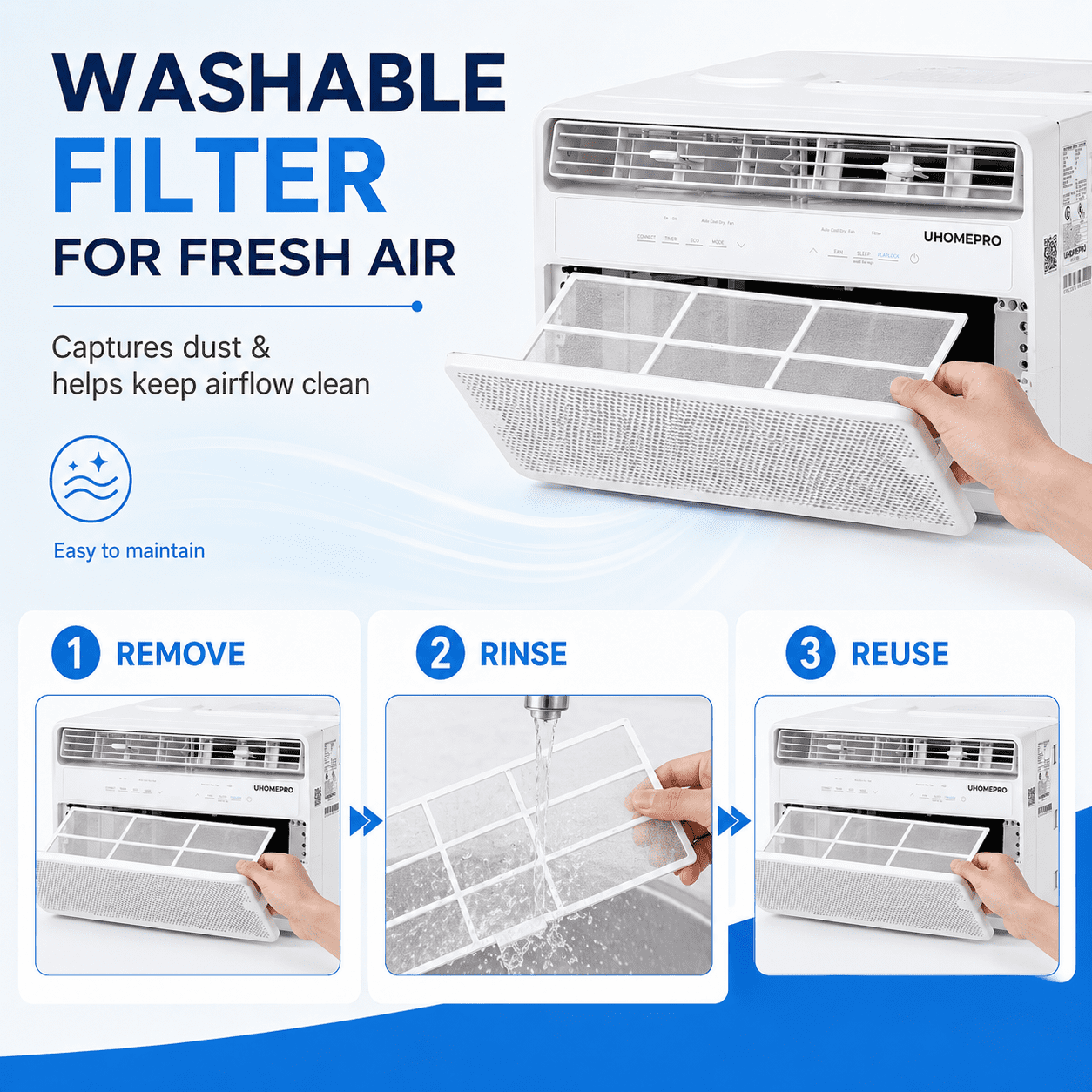 Enyopro 10000 BTU Smart Window Air Conditioner, Energy-Efficient Cooling for 450 Sq.Ft Rooms (White, 10000 BTU) j0lqn