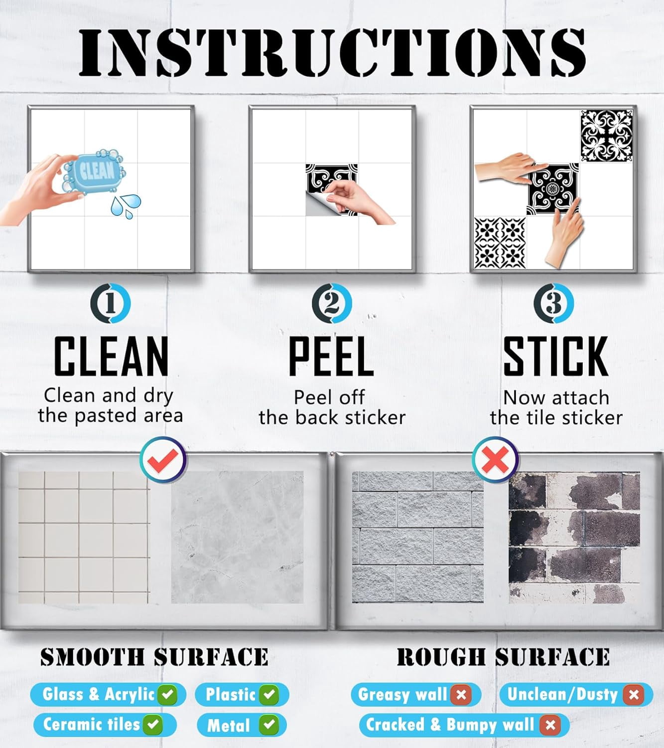 YiZeDaMS Peel and Stick Backsplash Tile Stickers, Waterproof Vinyl Wall Decals for Kitchen and Bathroom (Marble, 12 x 12 in, 9-Piece Set) 4uer7